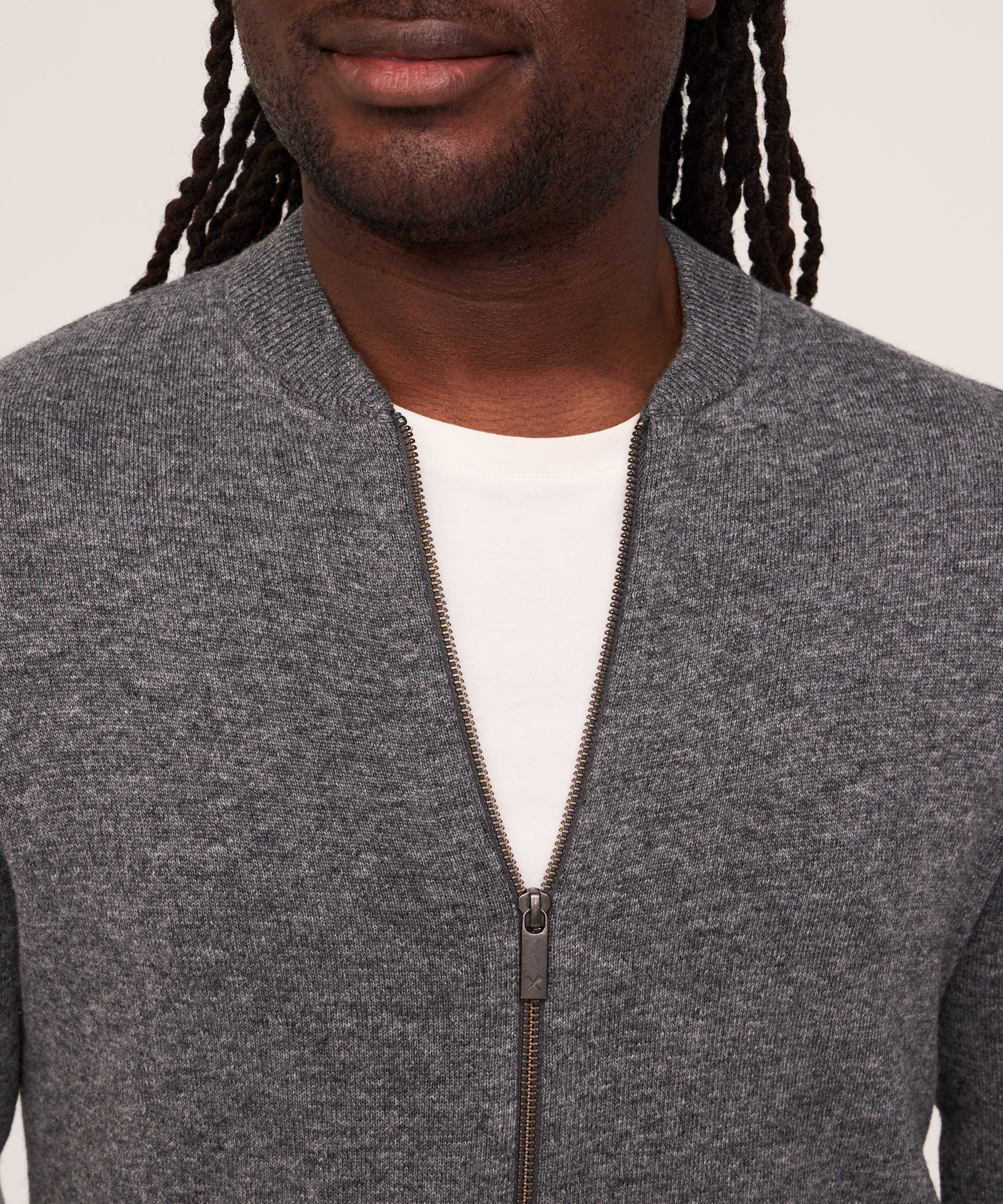 Denver Hayes Men's Full Zip Knit Bomber Sweater