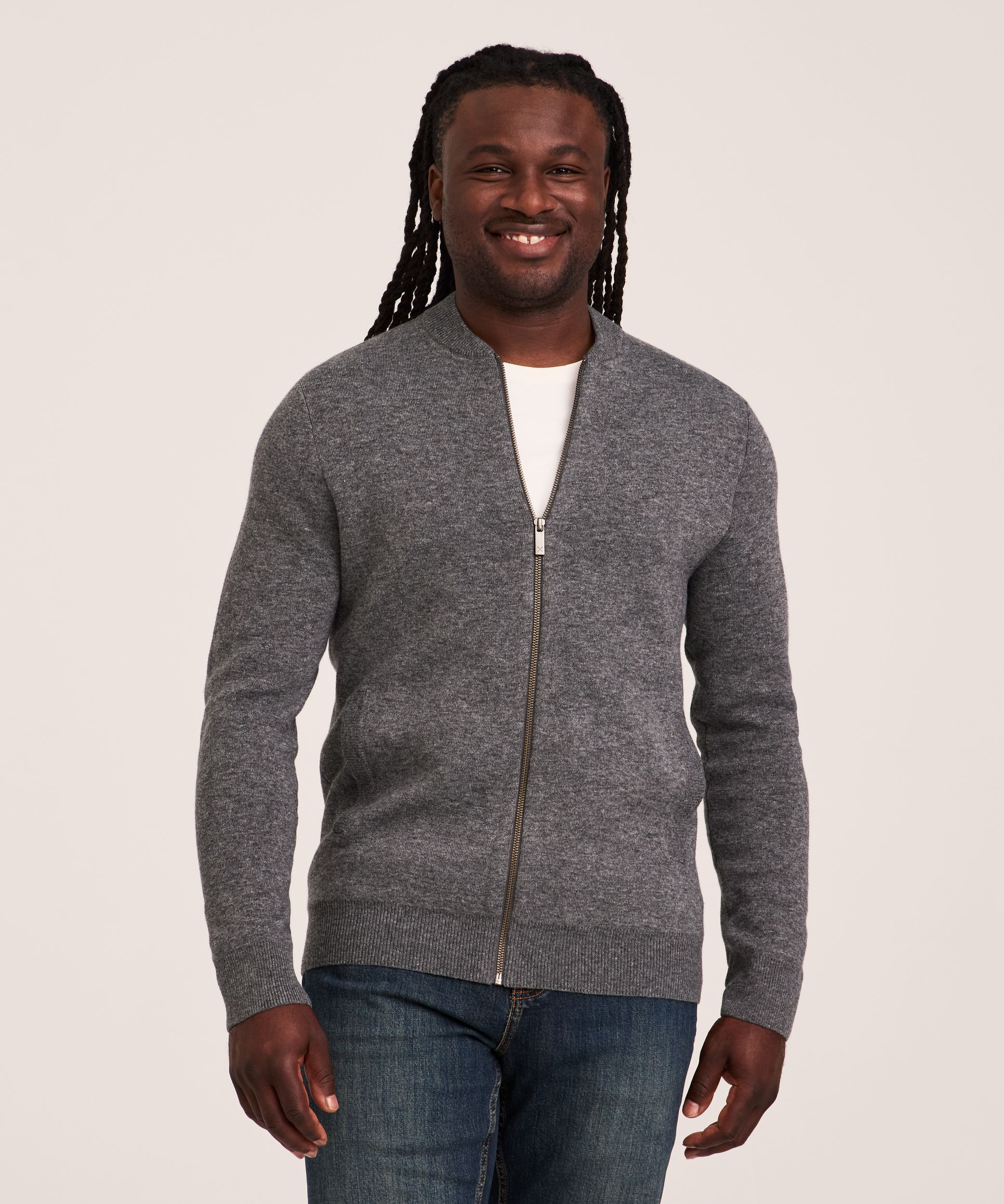Denver Hayes Men's Full Zip Knit Bomber Sweater