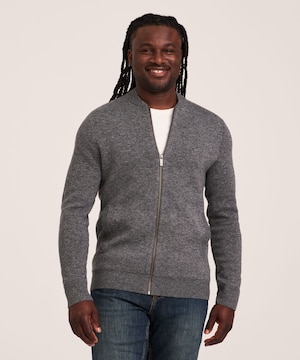 Chandail blouson en tricot avec glissière pleine longueur pour hommes, Denver Hayes
