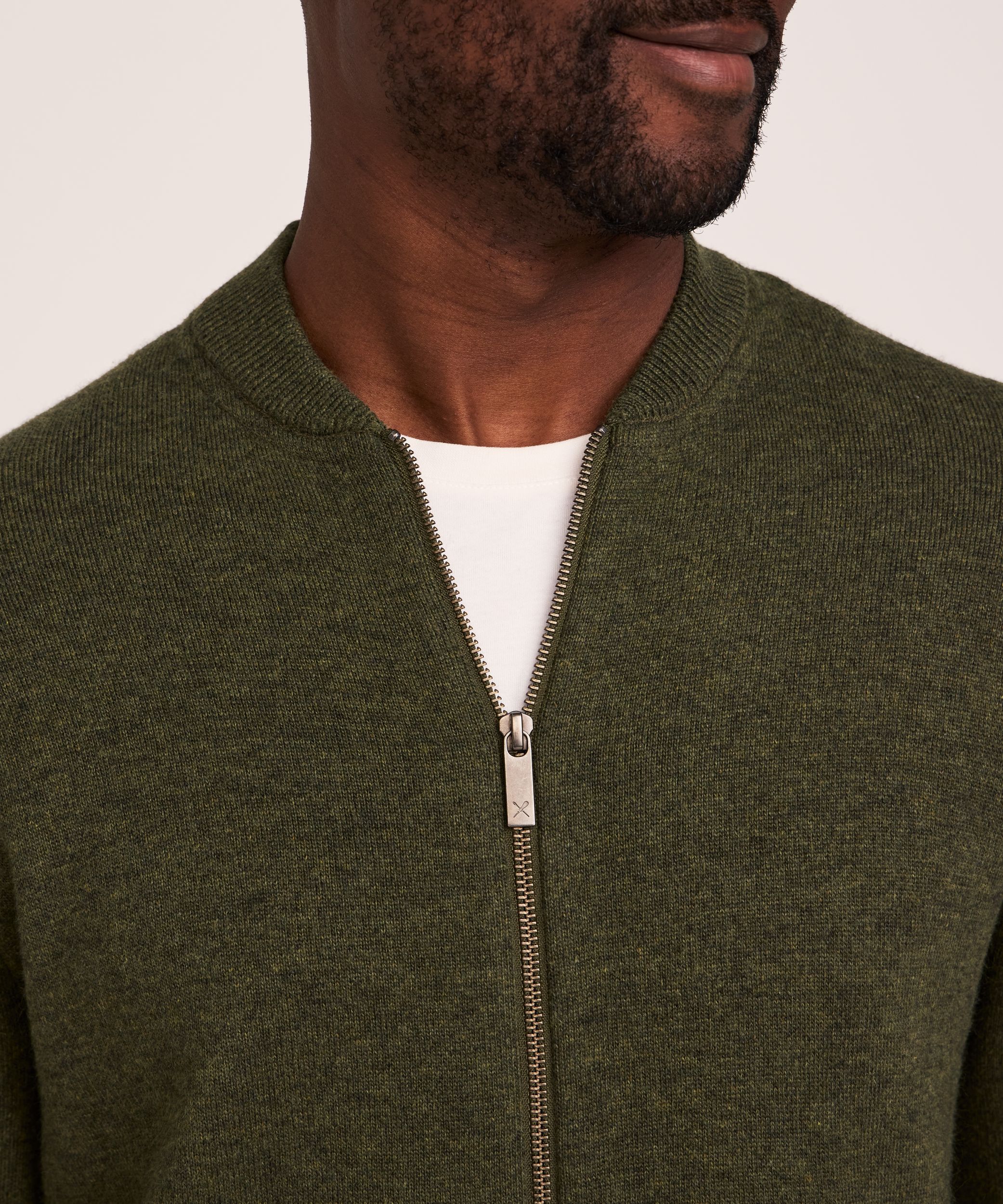 Chandail blouson en tricot avec glissière pleine longueur pour hommes, Denver Hayes