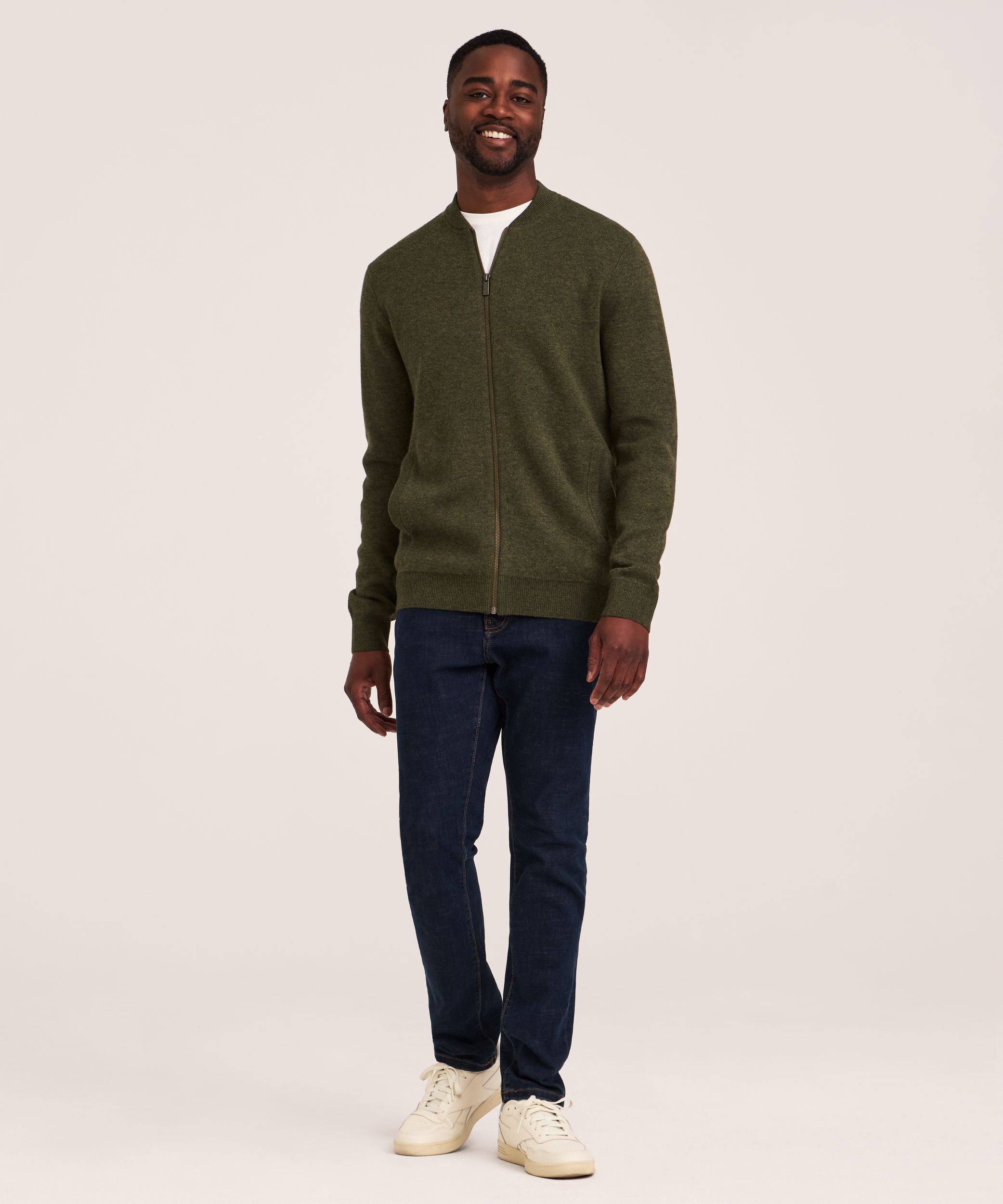 Chandail blouson en tricot avec glissière pleine longueur pour hommes, Denver Hayes