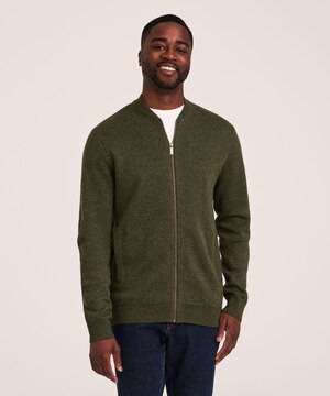 Denver Hayes Men's Full Zip Knit Bomber Sweater