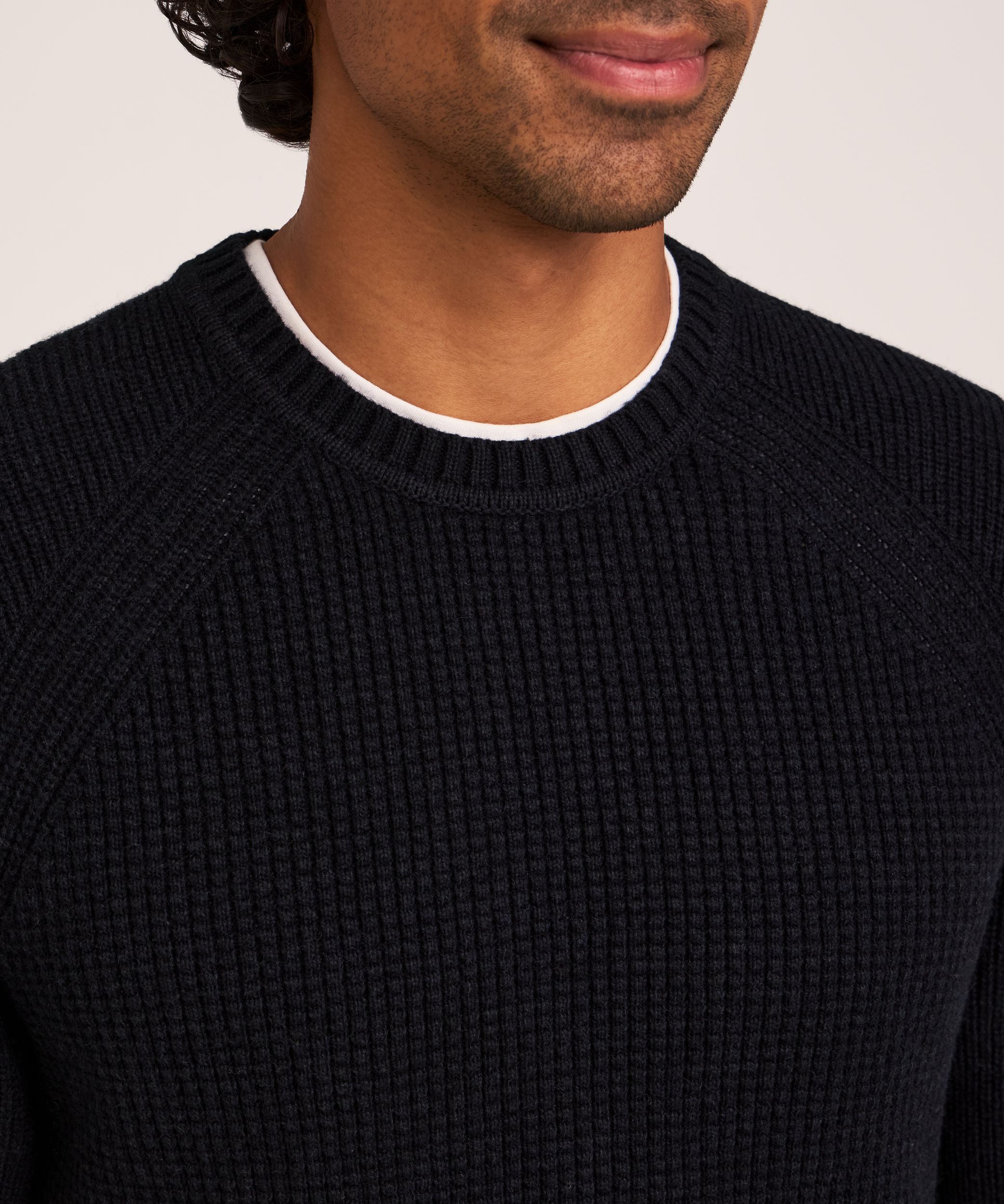 Chandail à point de brioche avec encolure ras du cou pour hommes, Denver Hayes