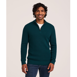 Denver Hayes Men's Waffle Quarter Zip Mock Neck Sweater Front_Flat