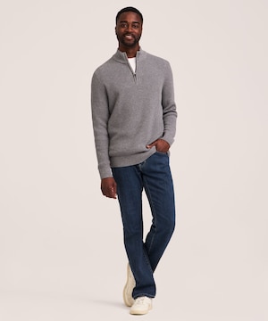 Denver Hayes Men's Waffle Quarter Zip Mock Neck Sweater