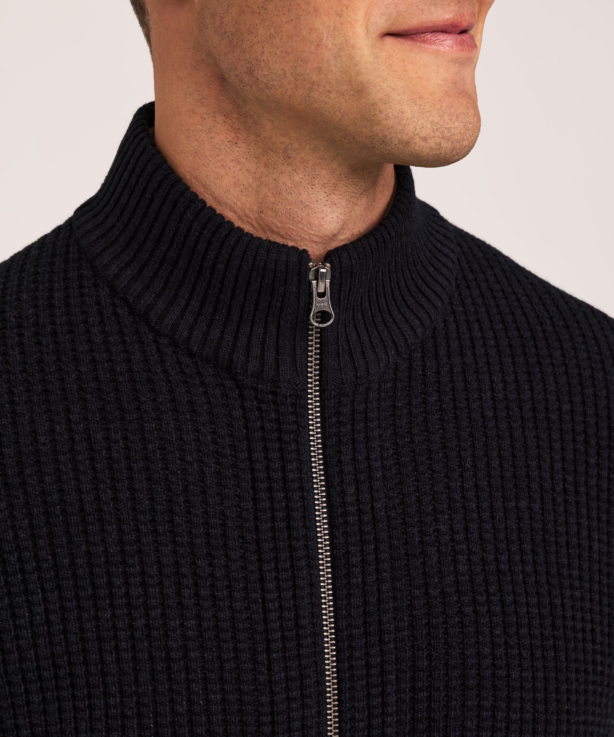 Denver Hayes Men's Full Zip Waffle Sweater