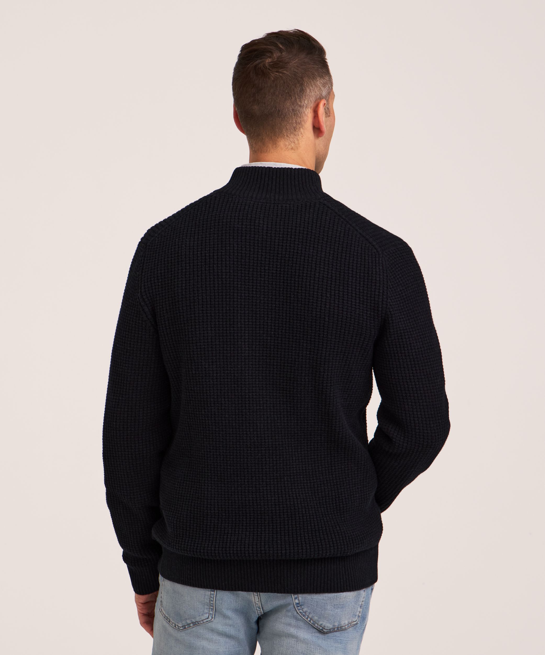 Denver Hayes Men's Full Zip Waffle Sweater