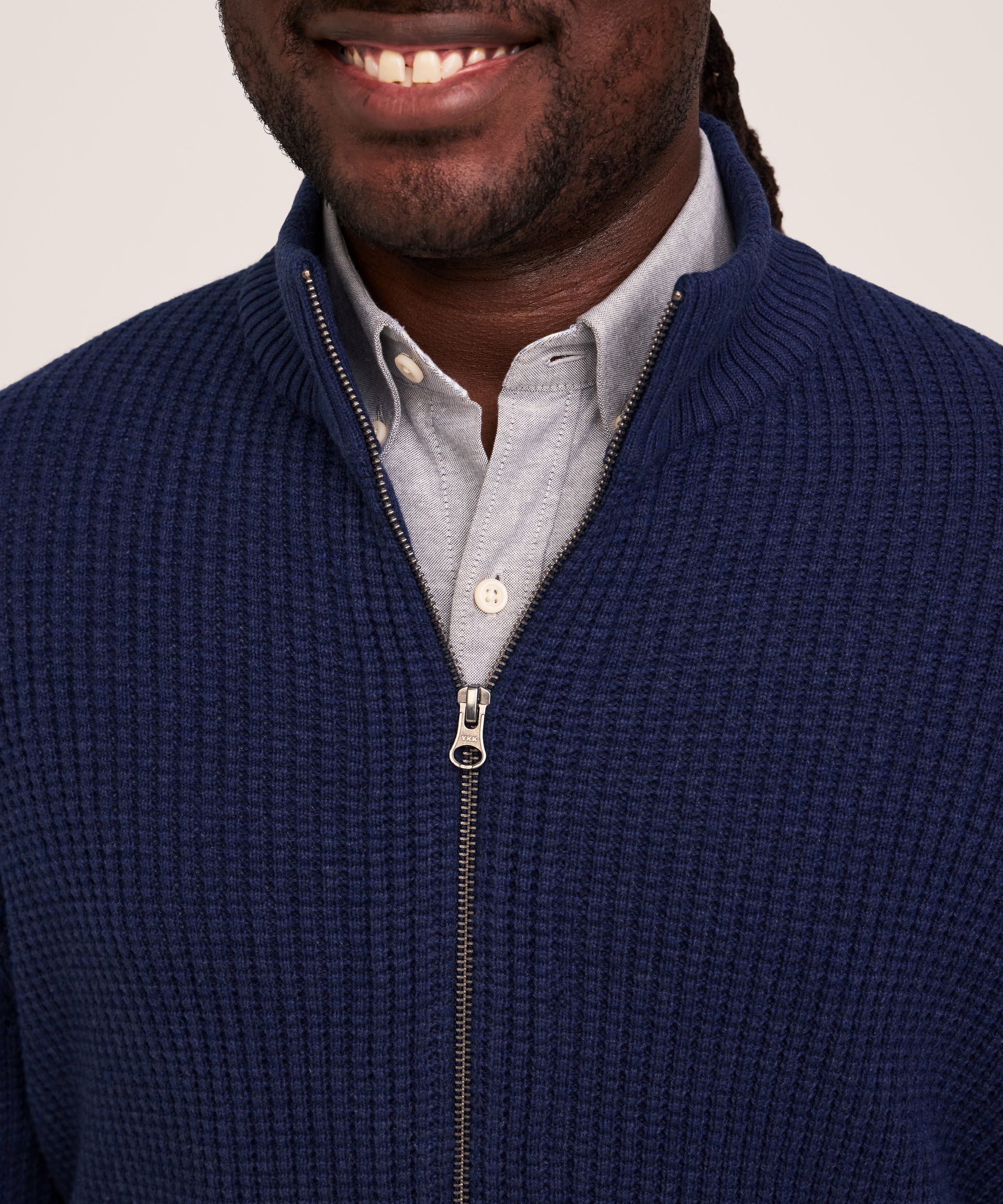 Denver Hayes Men's Full Zip Waffle Sweater