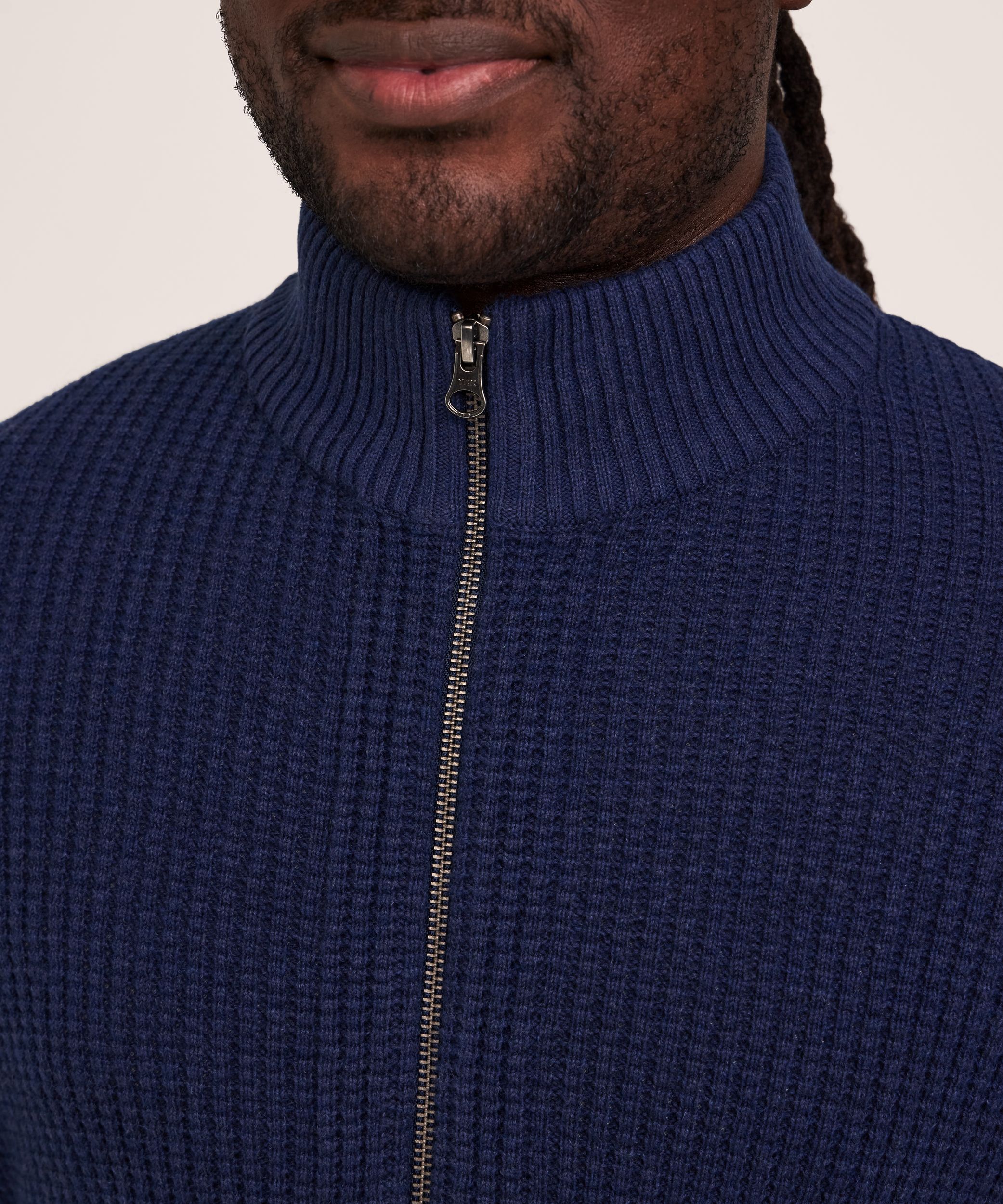 Denver Hayes Men's Full Zip Waffle Sweater