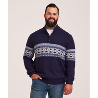 Chandail à col cheminée et à fermeture boutonnée 1/4 avec motif Jacquard pour hommes, WindRiver