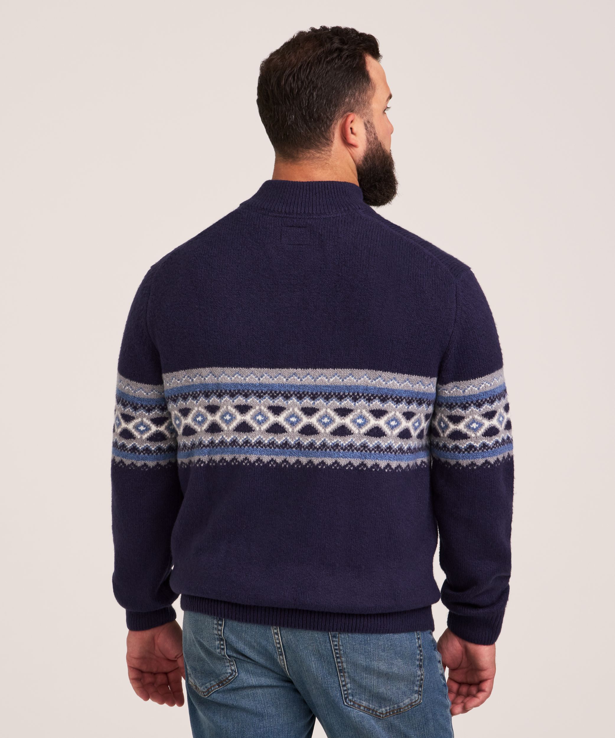 Chandail à col cheminée et à fermeture boutonnée 1/4 avec motif Jacquard pour hommes, WindRiver