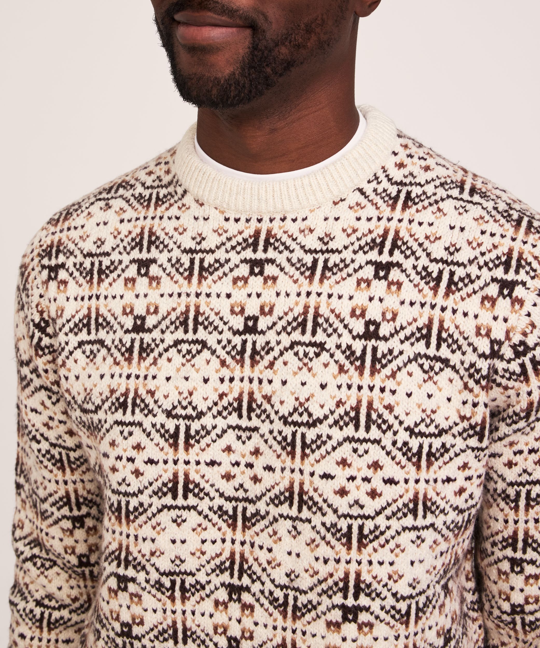 Chandail à motif jacquard et à encolure ras du cou pour hommes, Heritage, WindRiver