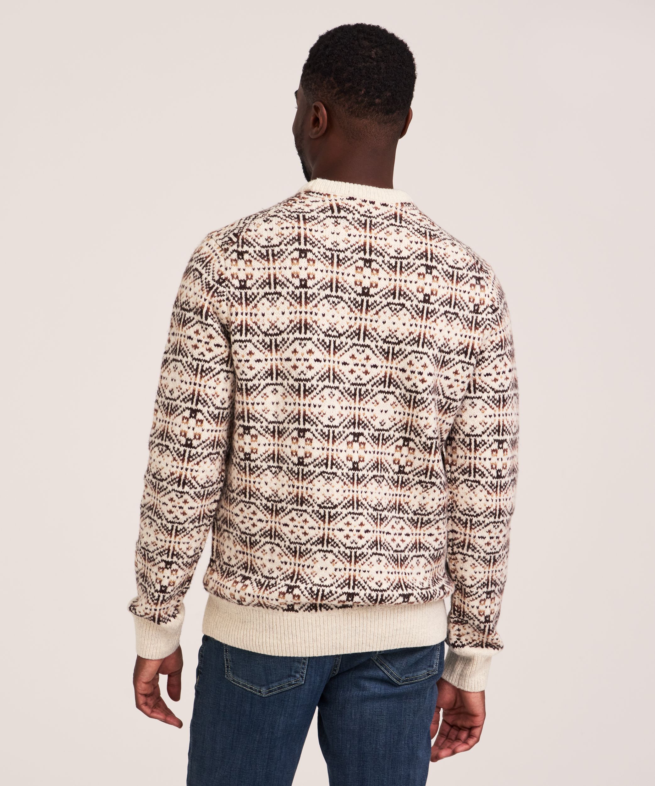 Chandail à motif jacquard et à encolure ras du cou pour hommes, Heritage, WindRiver