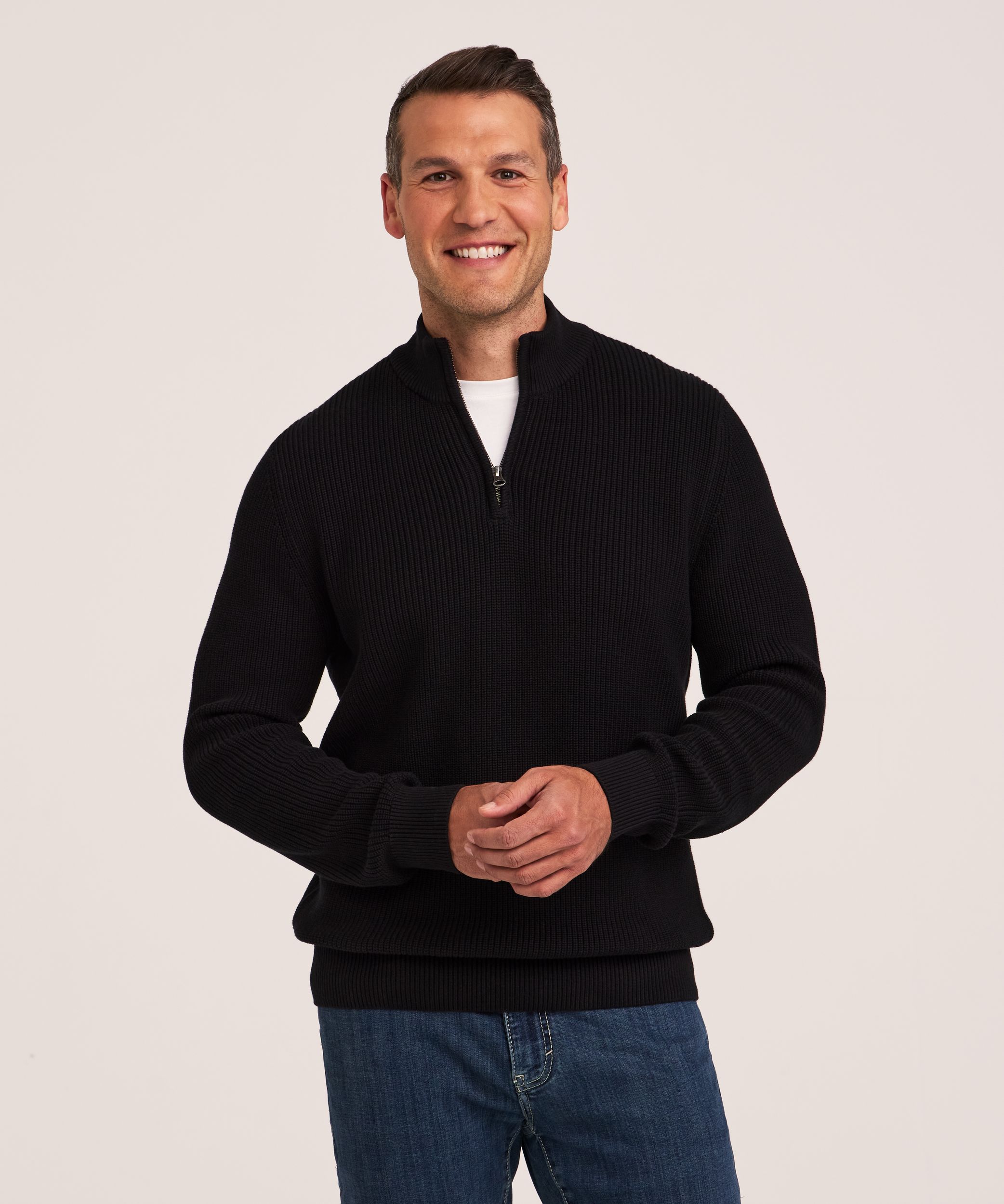 Denver Hayes Men's Shaker Quarter-Zip Mockneck Sweater