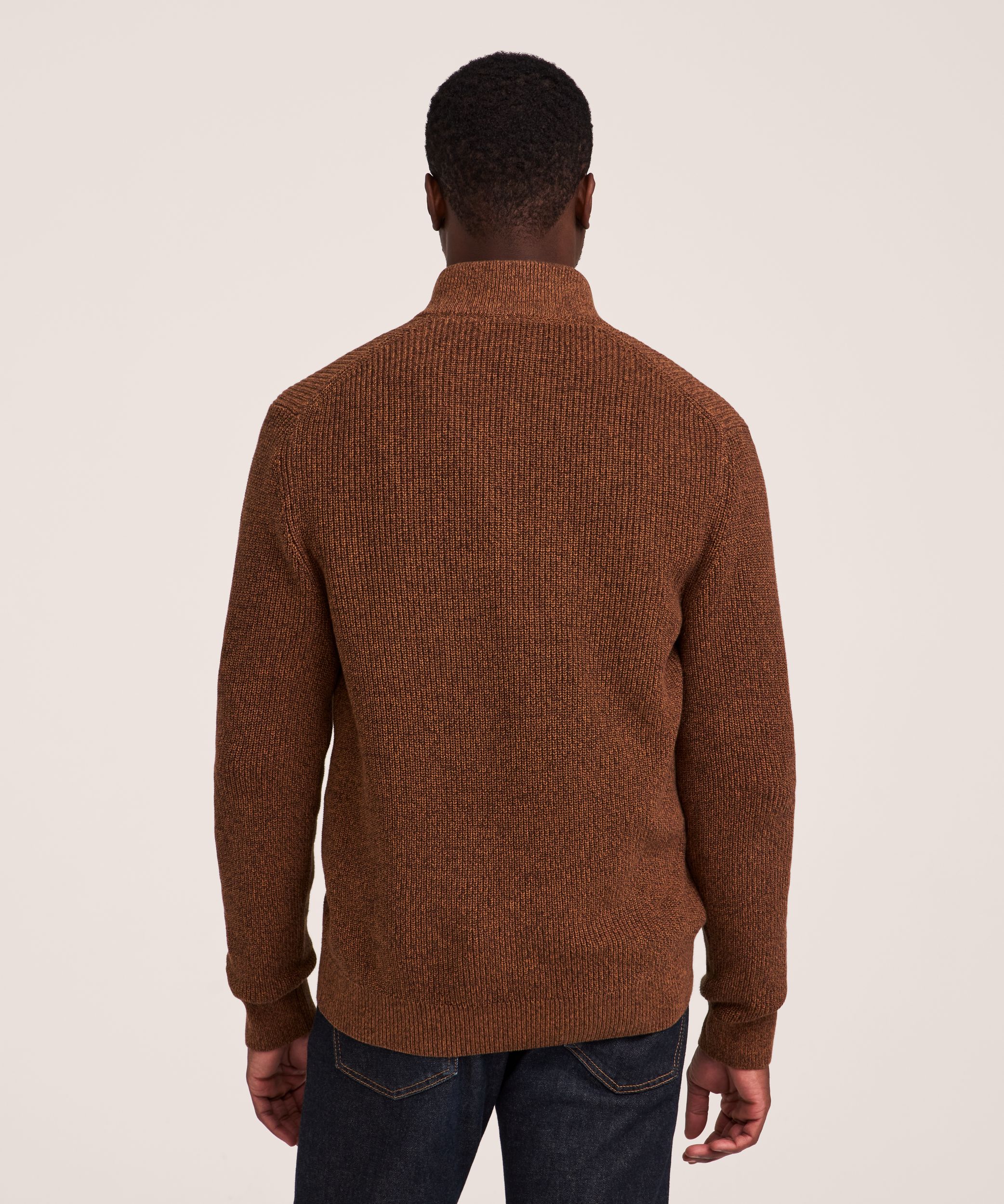 Chandail à mailles perlées avec col cheminée et glissière 1/4 pour hommes, Denver Hayes