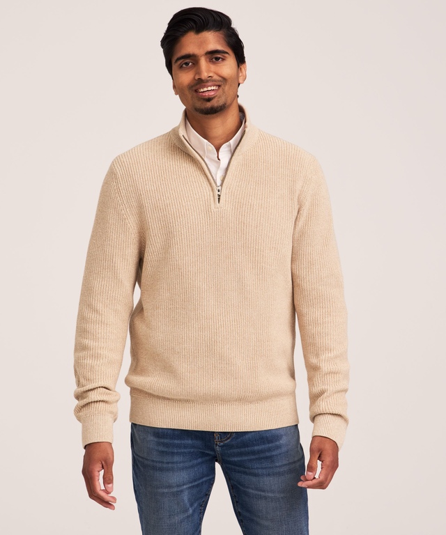 Denver Hayes Men's Shaker Quarter-Zip Mockneck Sweater