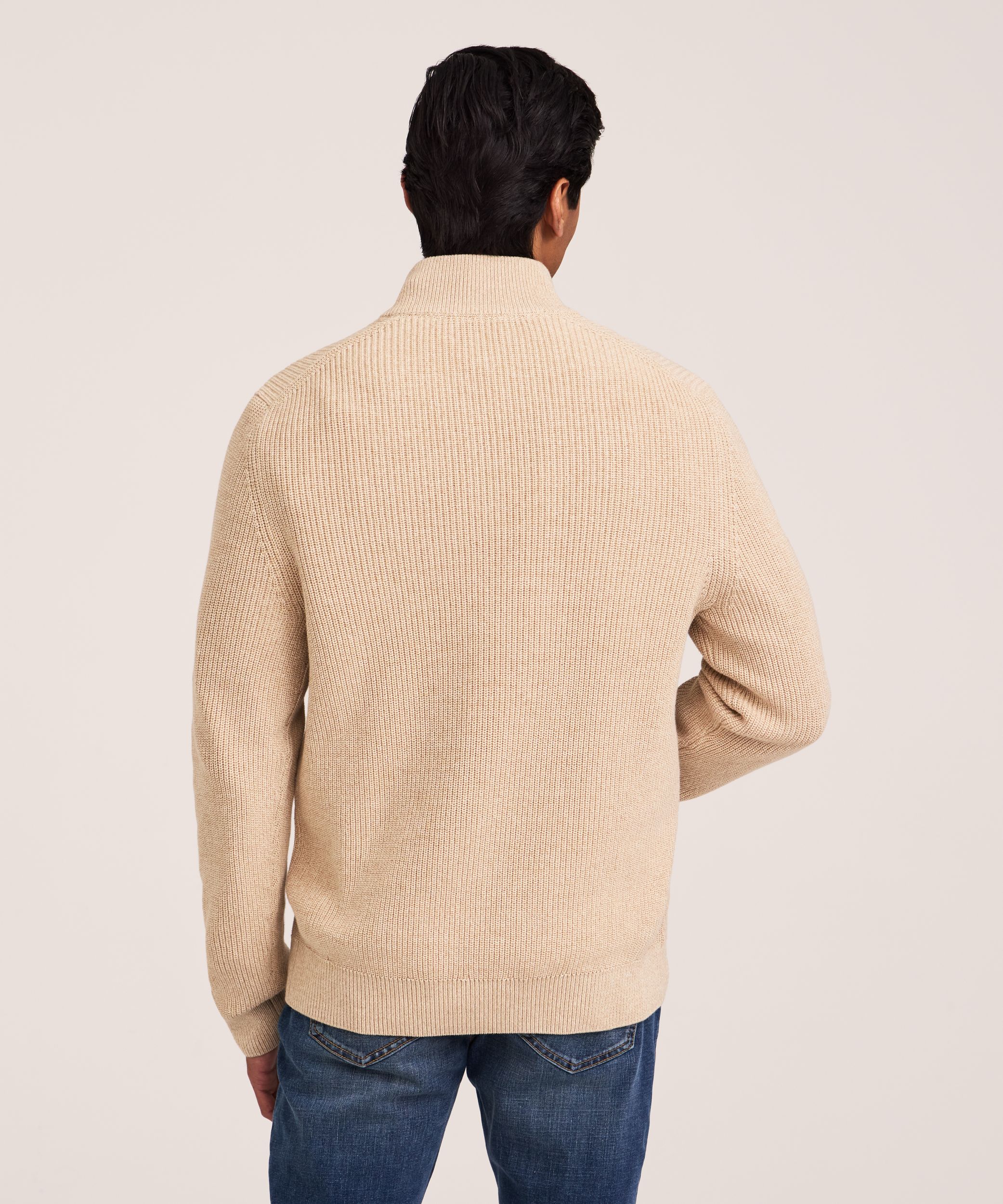 Chandail à mailles perlées avec col cheminée et glissière 1/4 pour hommes, Denver Hayes