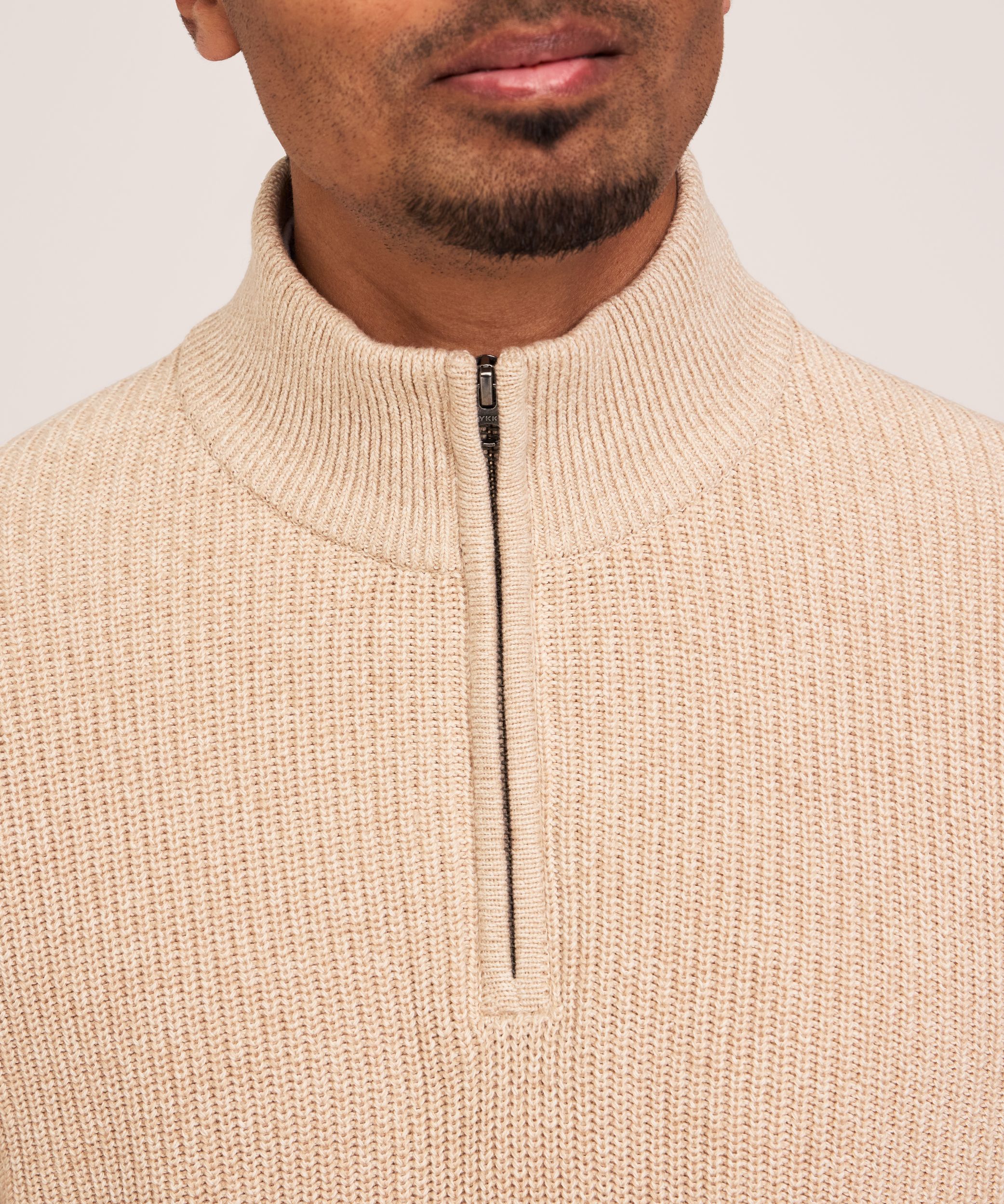 Chandail à mailles perlées avec col cheminée et glissière 1/4 pour hommes, Denver Hayes