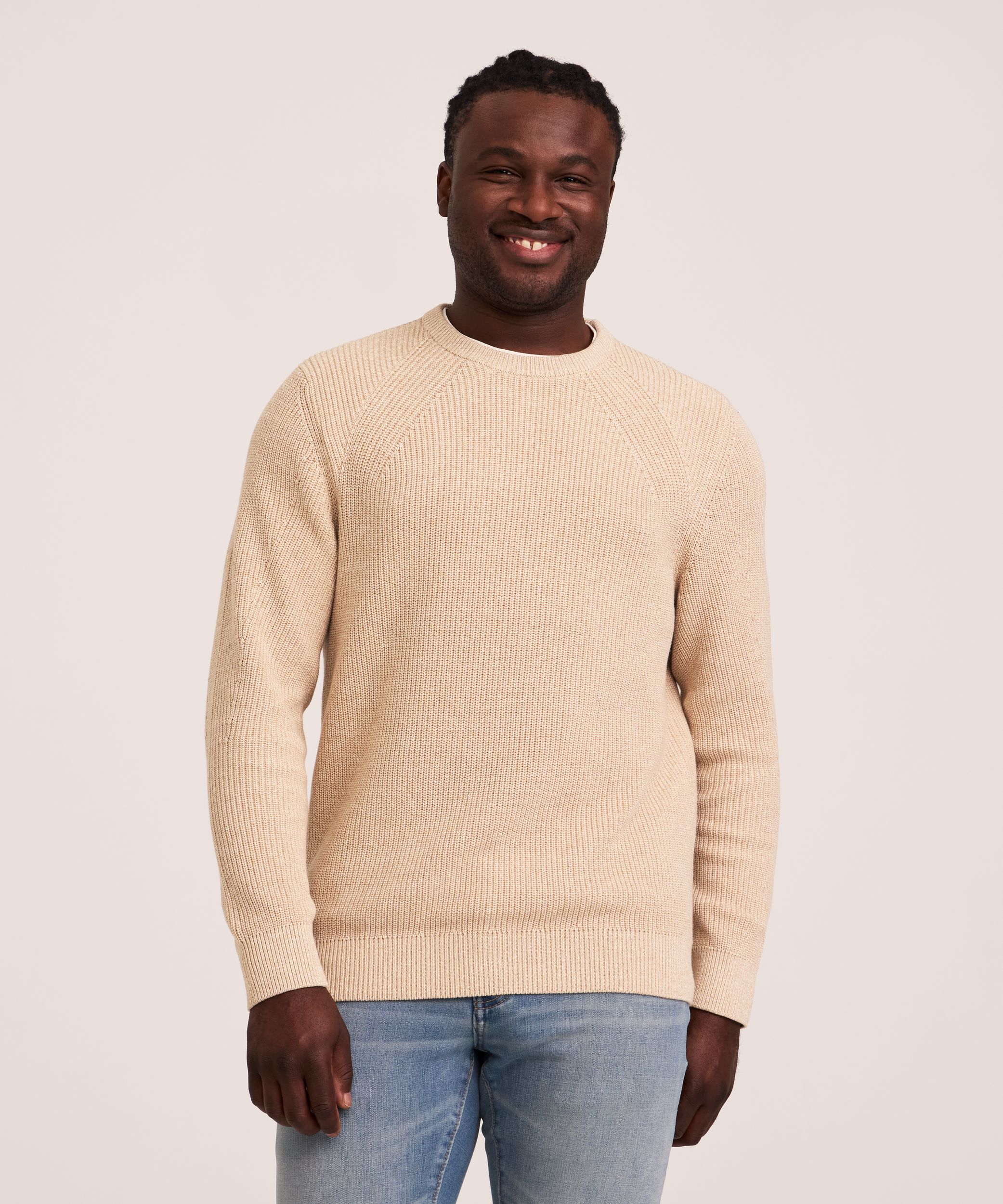 Chandail à encolure ras du cou et à mailles perlées pour hommes, Denver Hayes