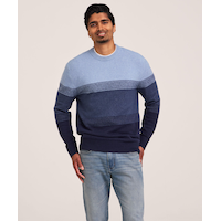 Denver Hayes Men's Lofty Knit Ombre Striped Sweater Front_Flat