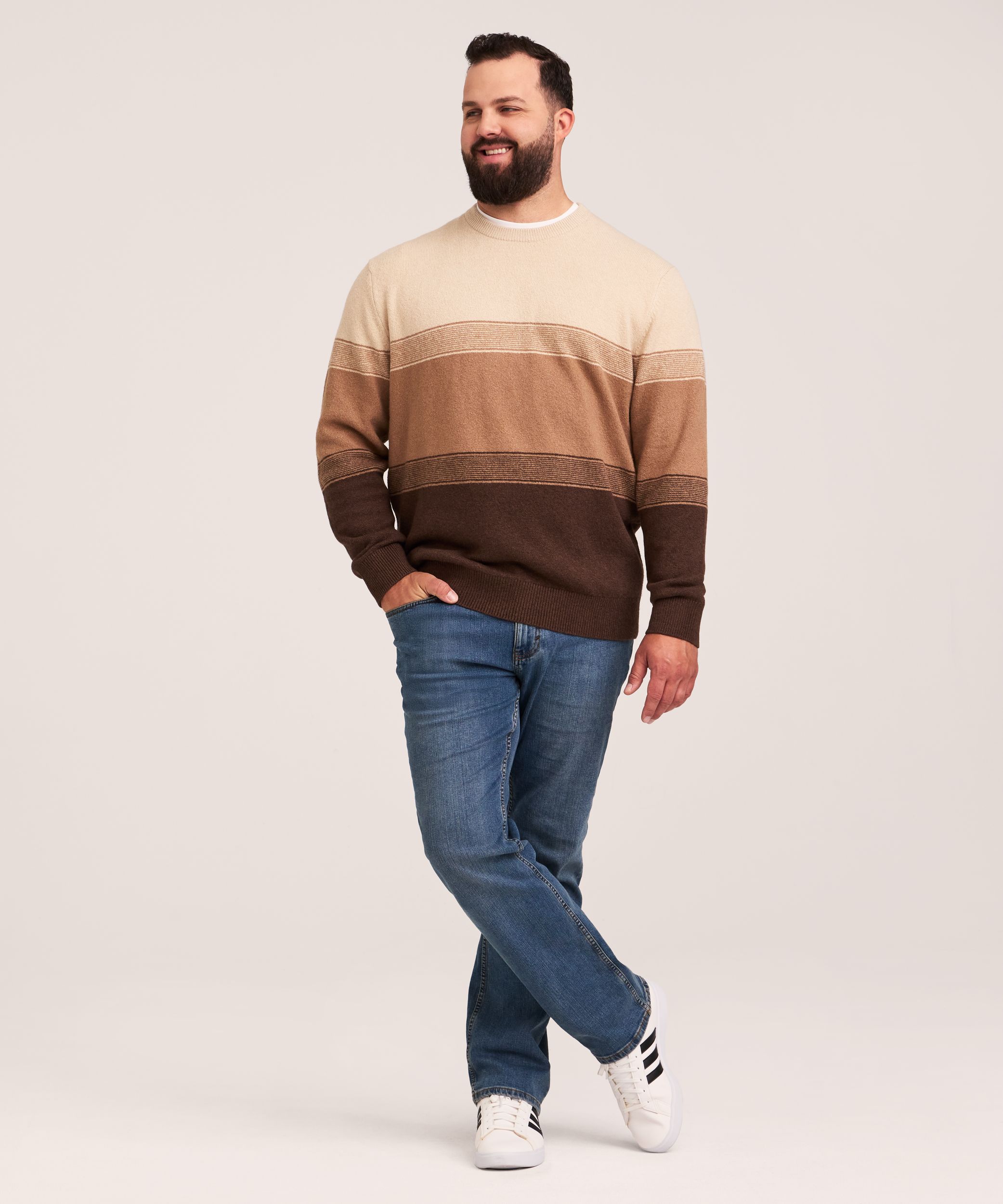Denver Hayes Men's Lofty Knit Ombre Striped Sweater