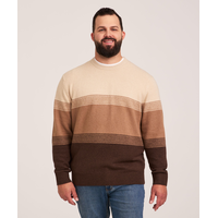 Chandail en tricot gonflant léger à rayures en dégradé et col ras du cou pour hommes, Denver Hayes