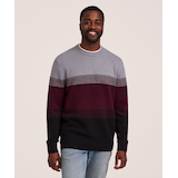 Chandail en tricot gonflant léger à rayures en dégradé et col ras du cou pour hommes, Denver Hayes