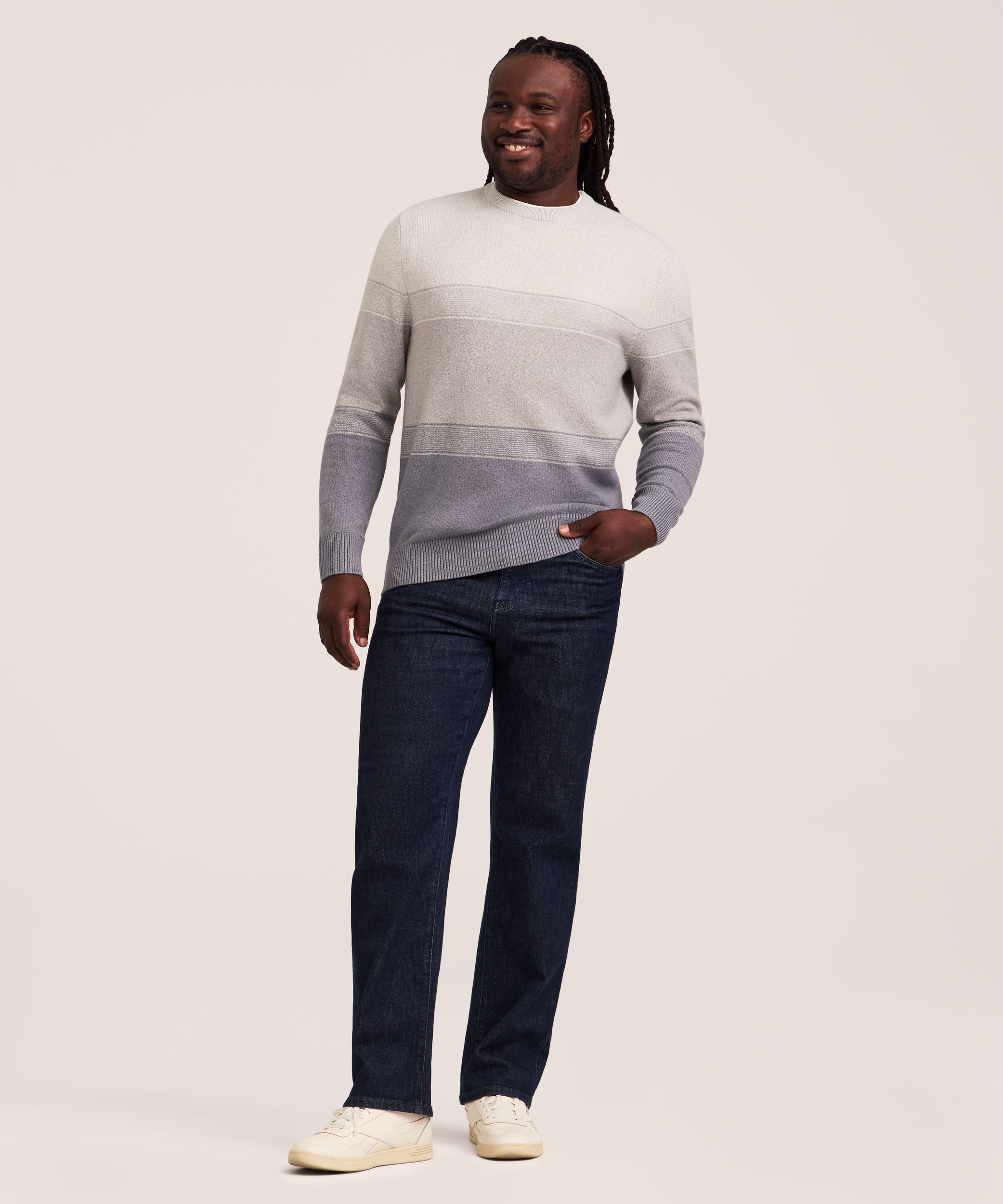 Denver Hayes Men's Lofty Knit Ombre Striped Sweater