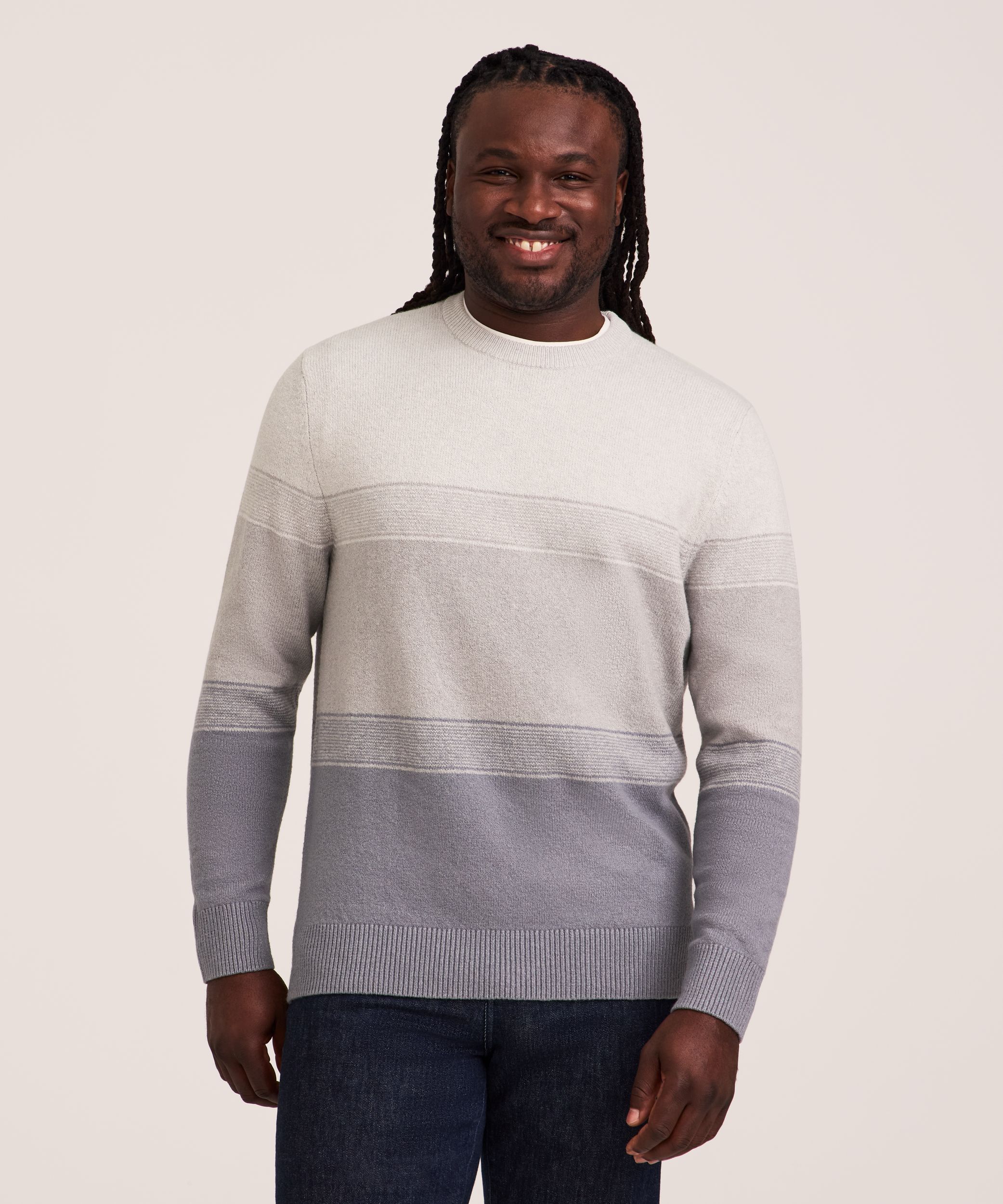 Denver Hayes Men's Lofty Knit Ombre Striped Sweater