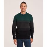 Chandail en tricot gonflant léger à rayures en dégradé et col ras du cou pour hommes, Denver Hayes