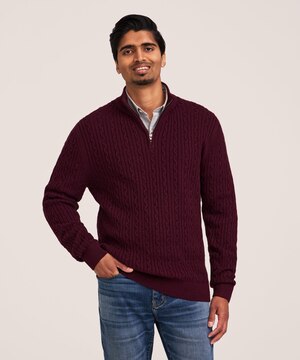 Denver Hayes Men's Lofty Cable Knit Sweater