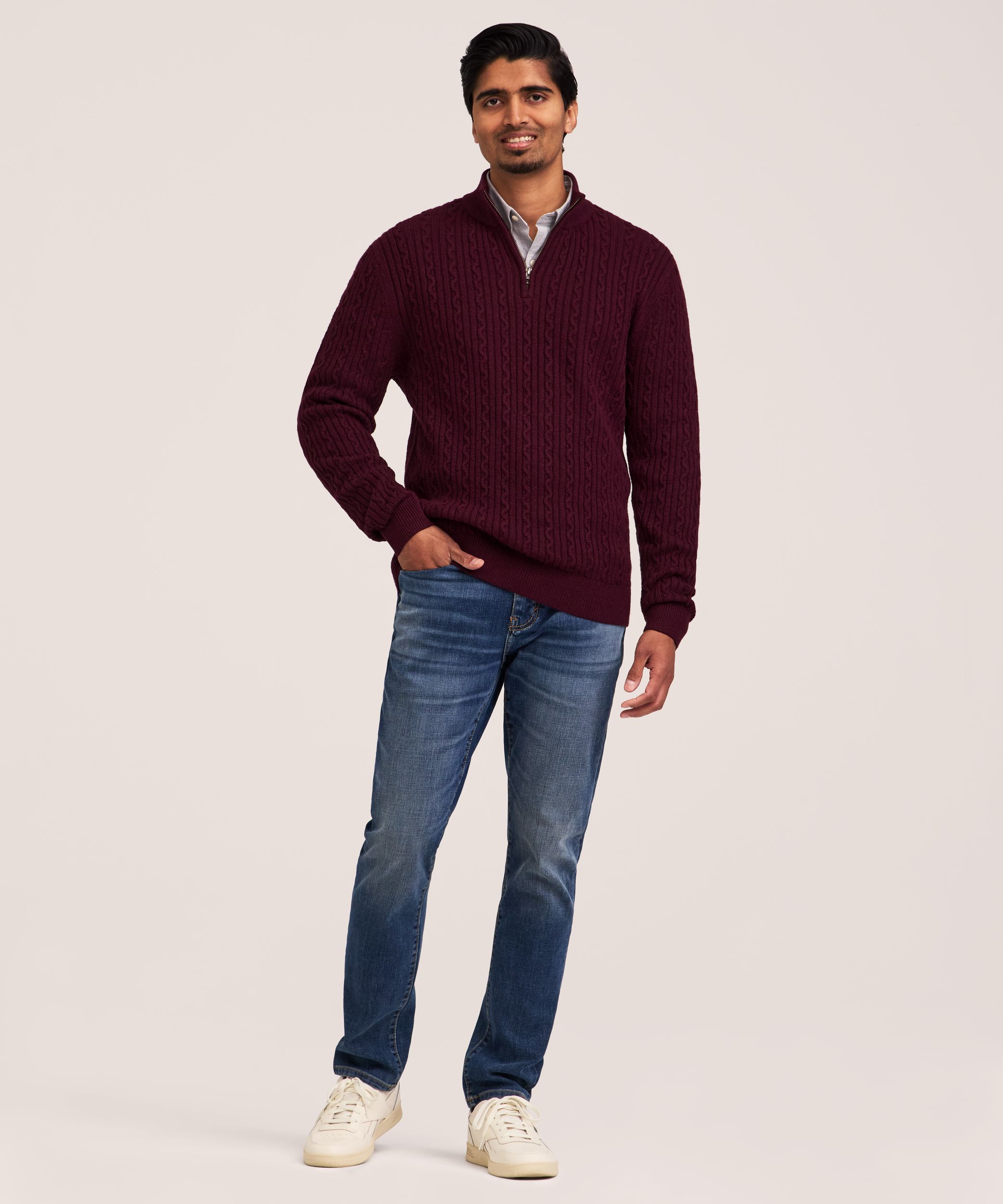 Chandail en point de torsade à gonflant pour hommes, Denver Hayes