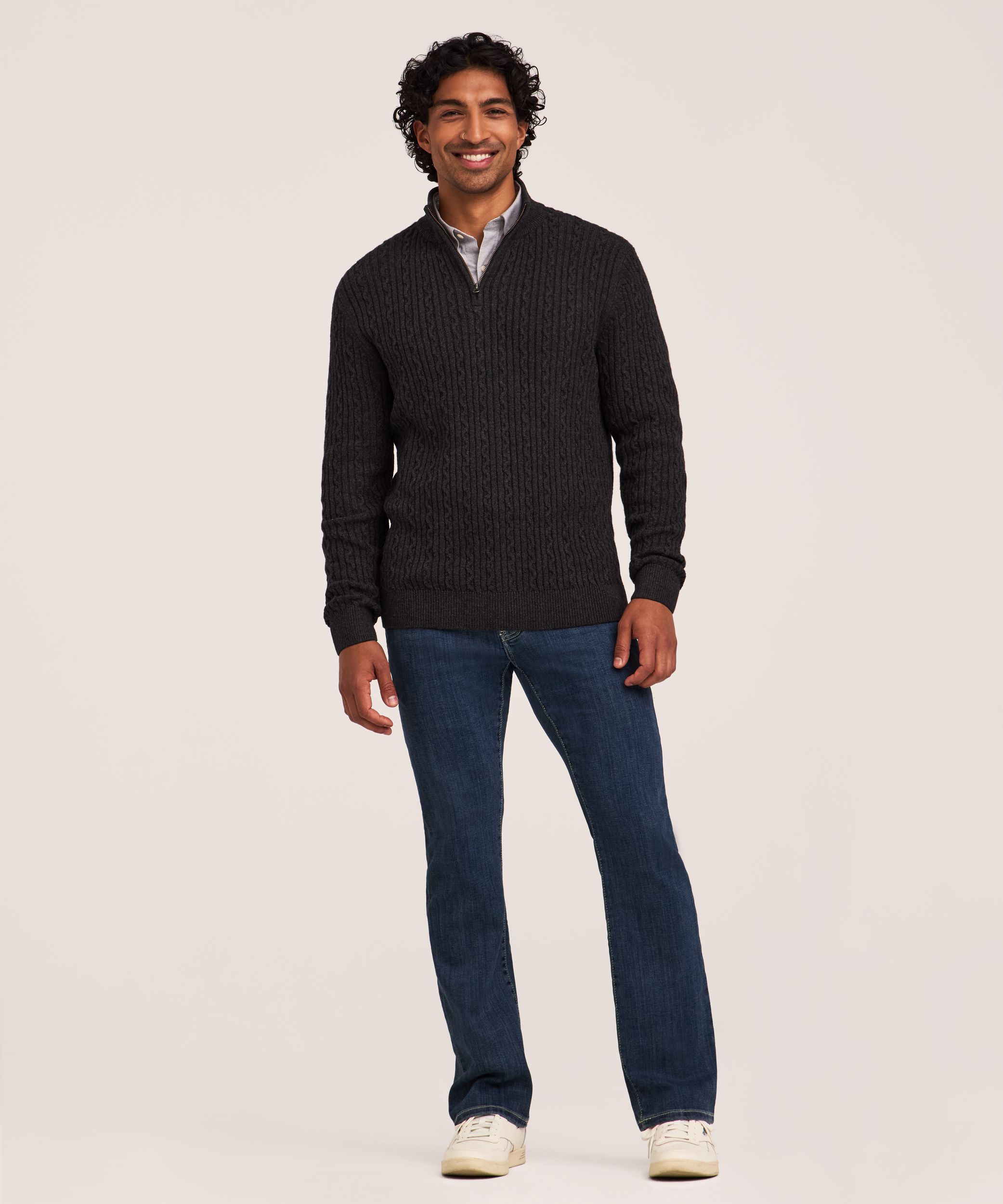Denver Hayes Men's Lofty Cable Knit Sweater