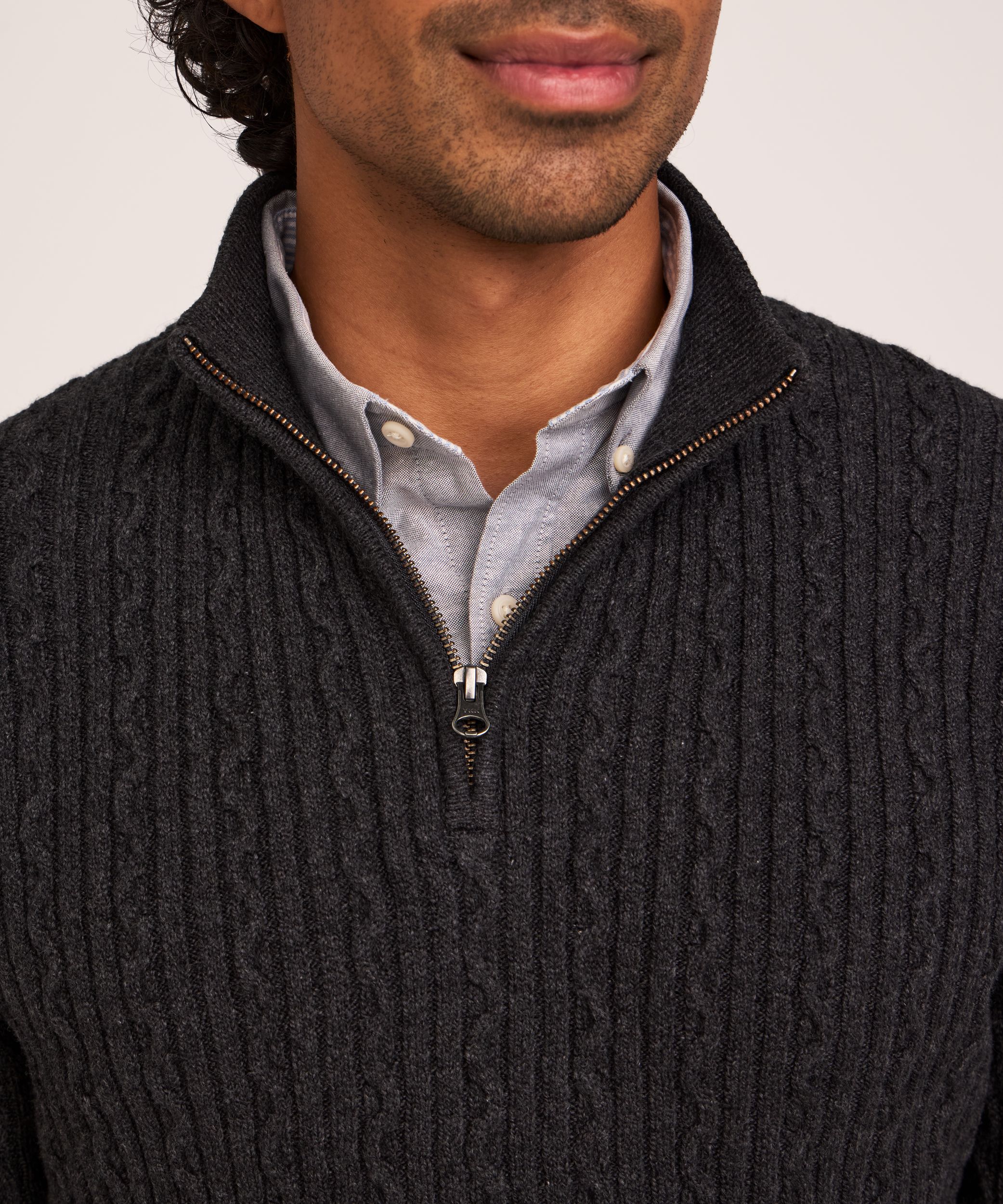 Denver Hayes Men's Lofty Cable Knit Sweater