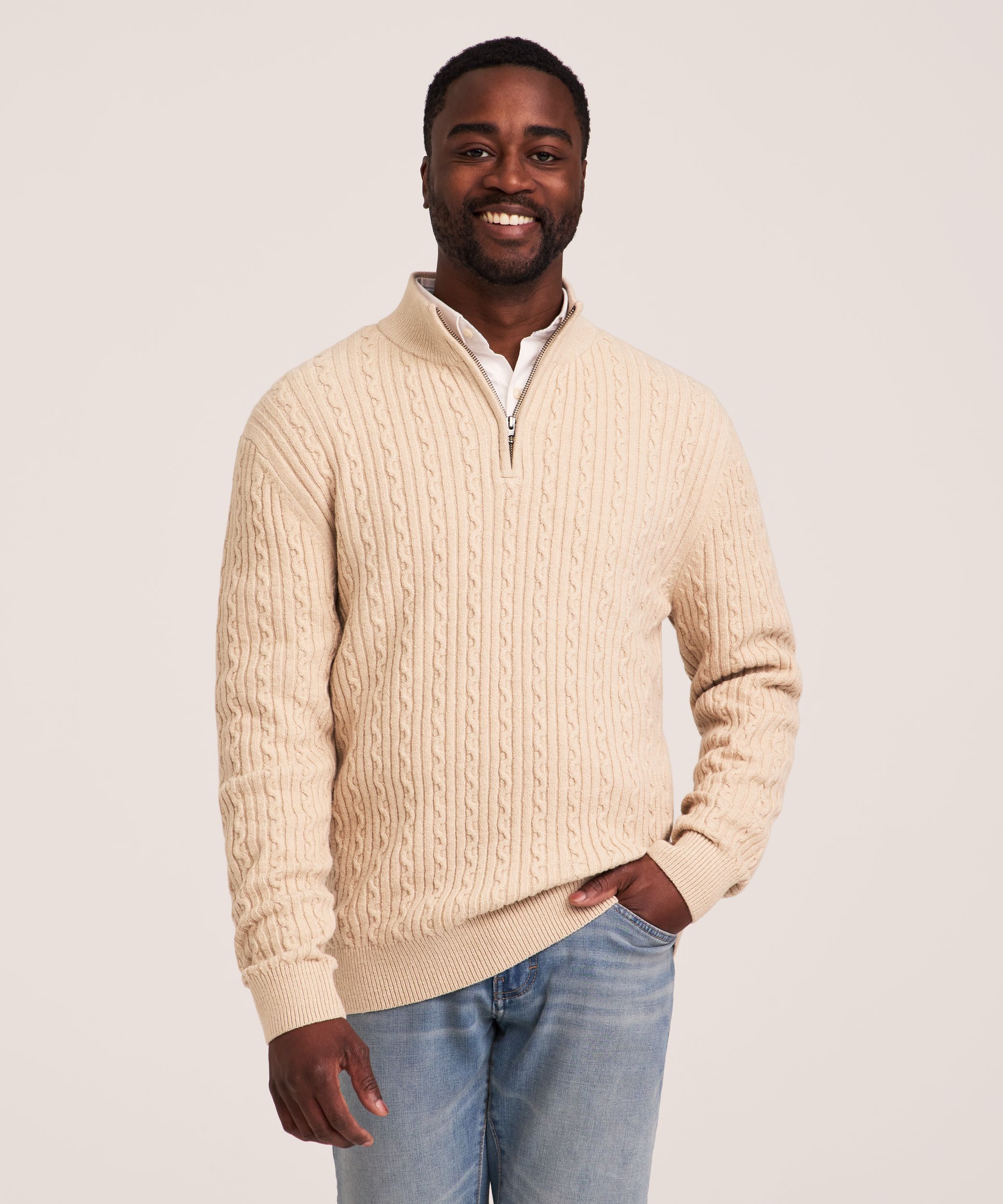 Denver Hayes Men's Lofty Cable Knit Sweater