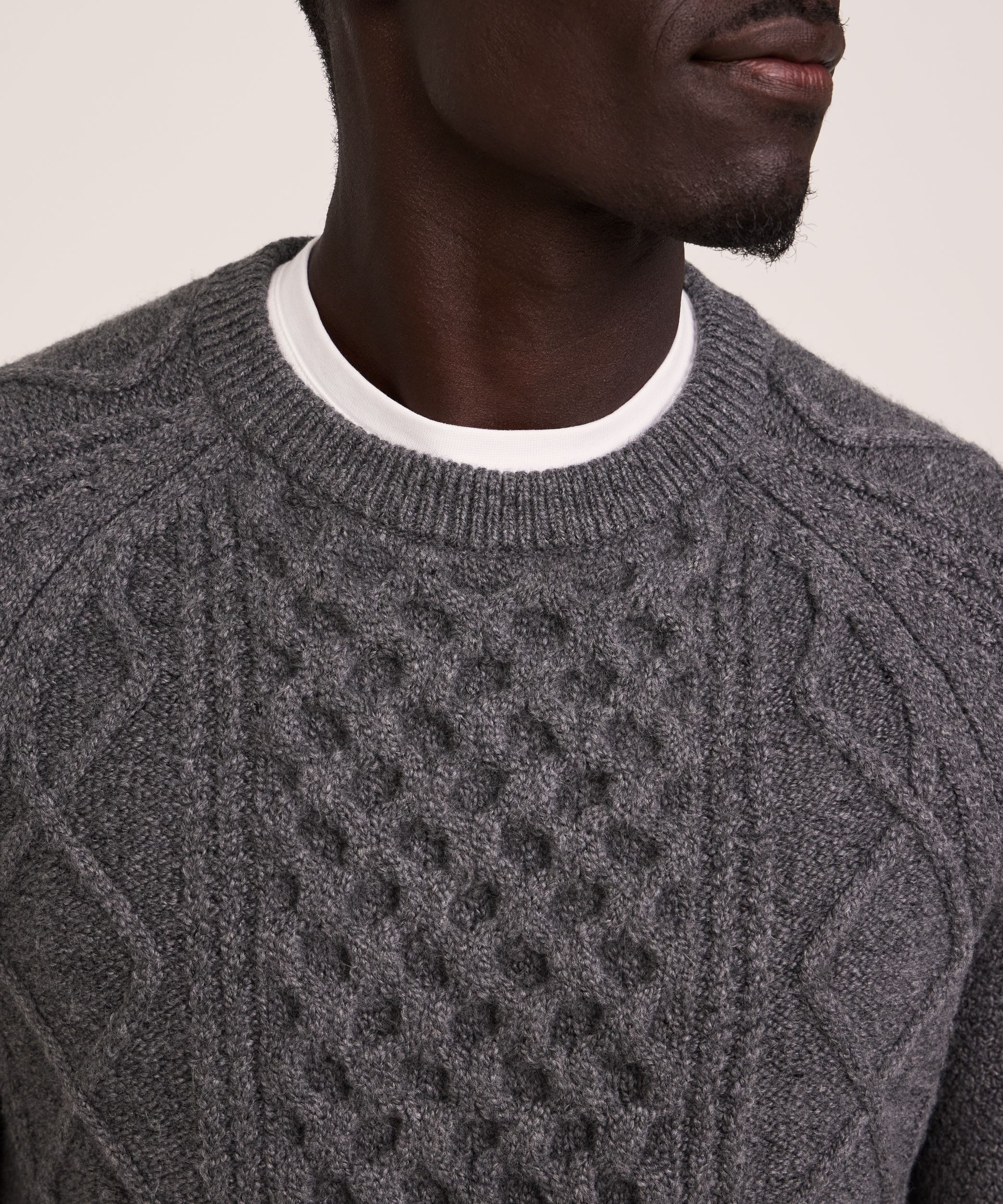WindRiver Men's Heritage Cable Knit Crewneck Sweater
