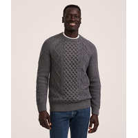 WindRiver Men's Heritage Cable Knit Crewneck Sweater Front_Flat