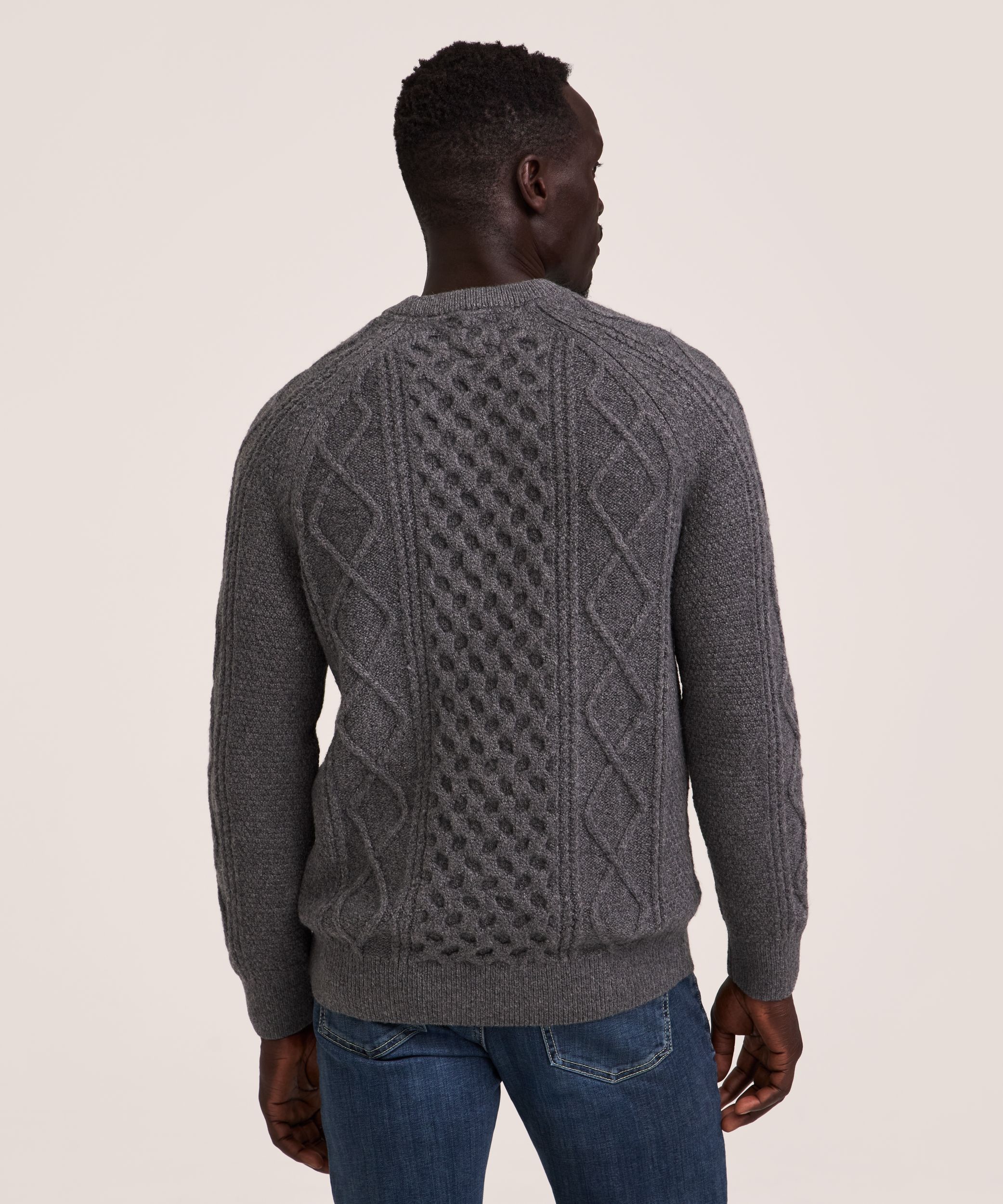 WindRiver Men's Heritage Cable Knit Crewneck Sweater