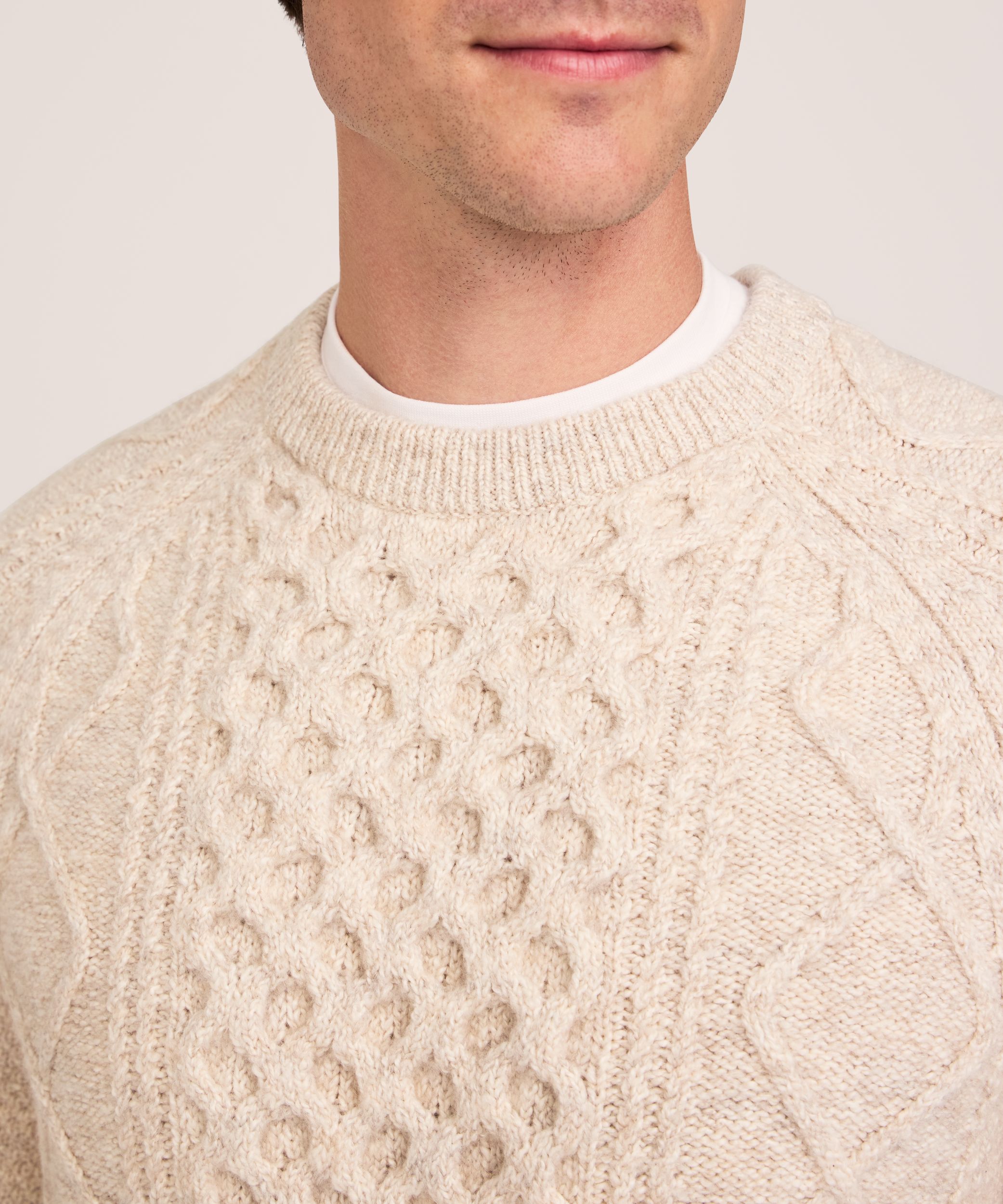 WindRiver Men's Heritage Cable Knit Crewneck Sweater