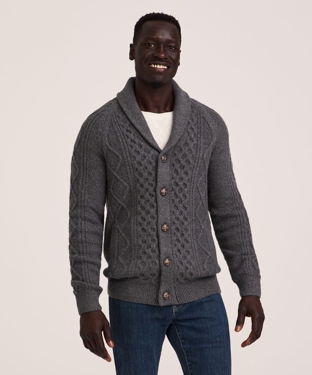 Cardigan en maille torsadée pour hommes, Heritage, WindRiver
