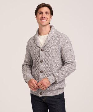 WindRiver Men's Heritage Cable Knit Cardigan Sweater