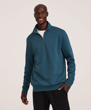 Denver Hayes Men's Quarter Zip Mock Neck Fleece Sweatshirt