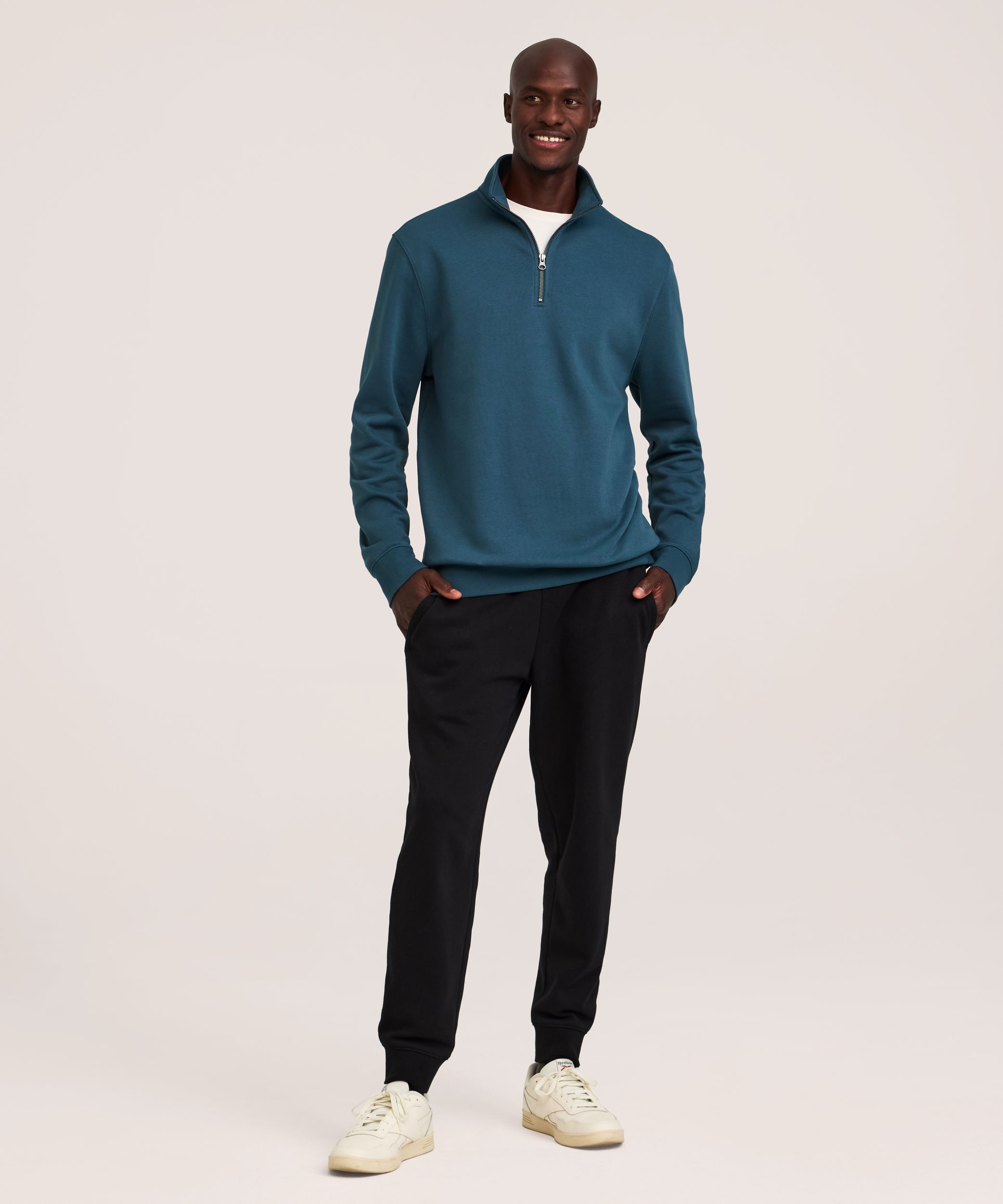 Chandail en molleton à glissière 1/4 et à col cheminée pour hommes, Denver Hayes