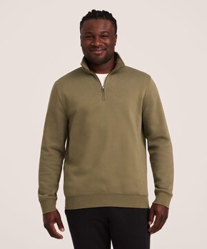 Denver Hayes Men's Quarter Zip Mock Neck Fleece Sweatshirt
