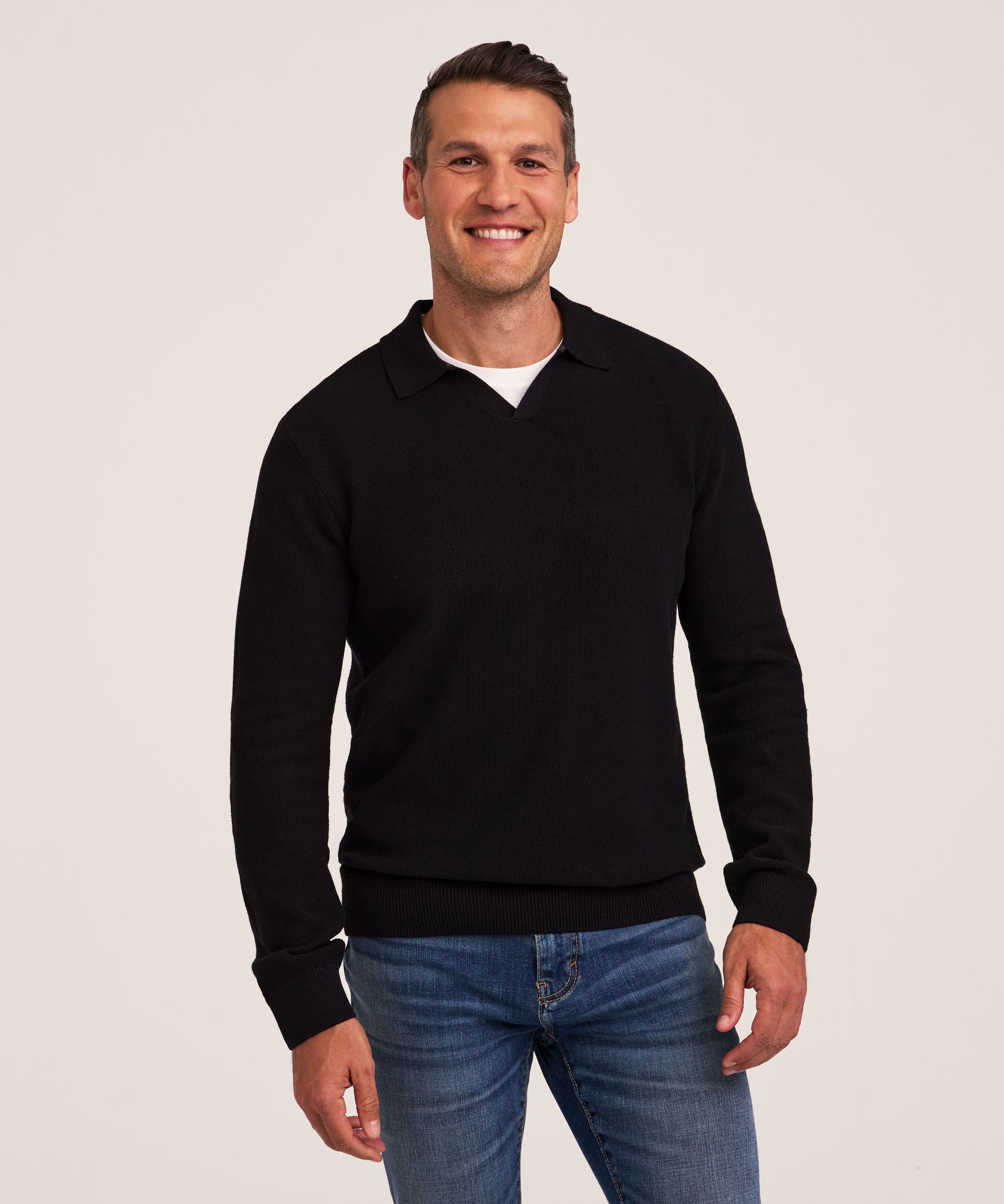 Chandail à col polo tricoteuse pour hommes, Denver Hayes