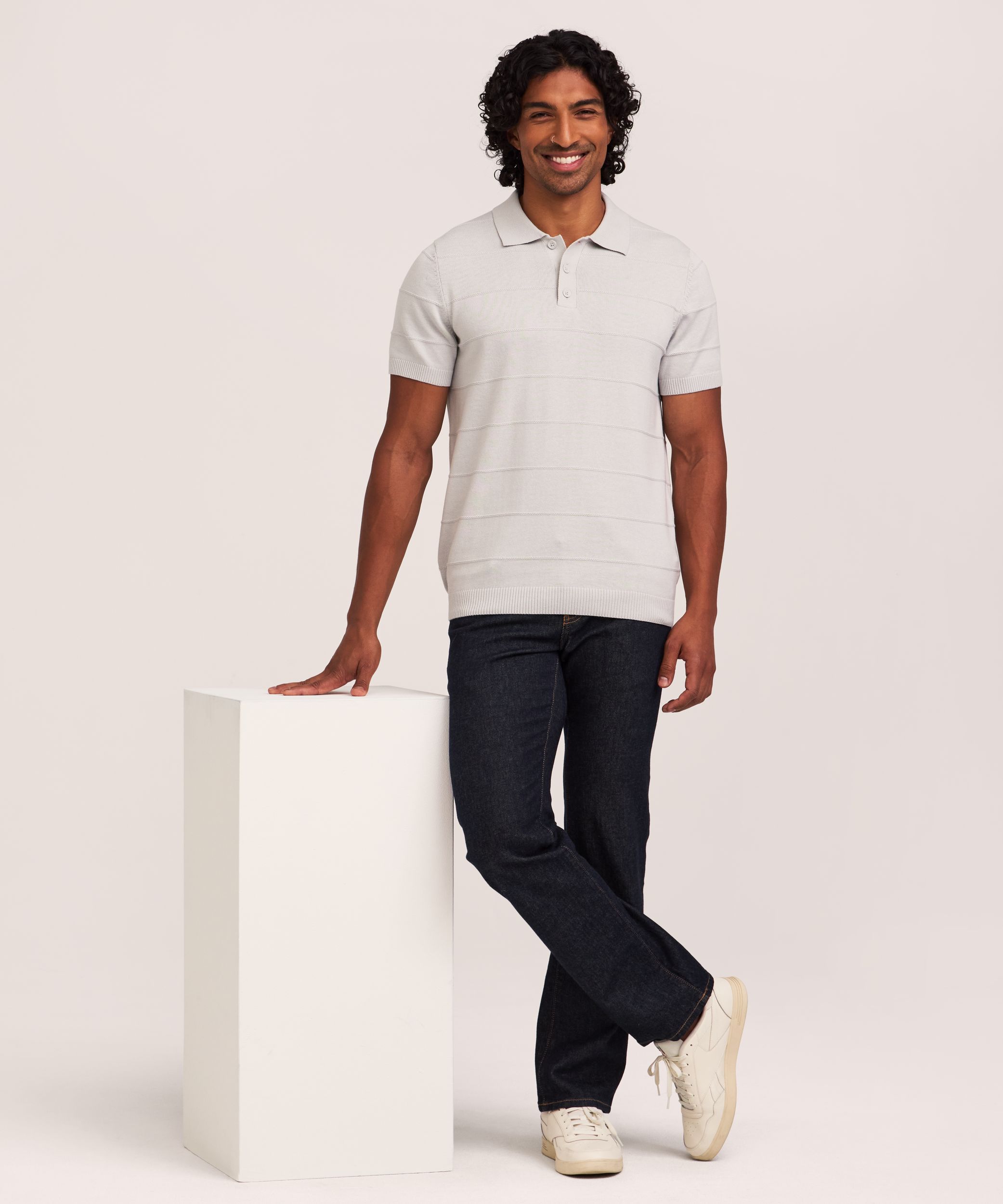 Polo rayé en tricot pour hommes, Denver Hayes