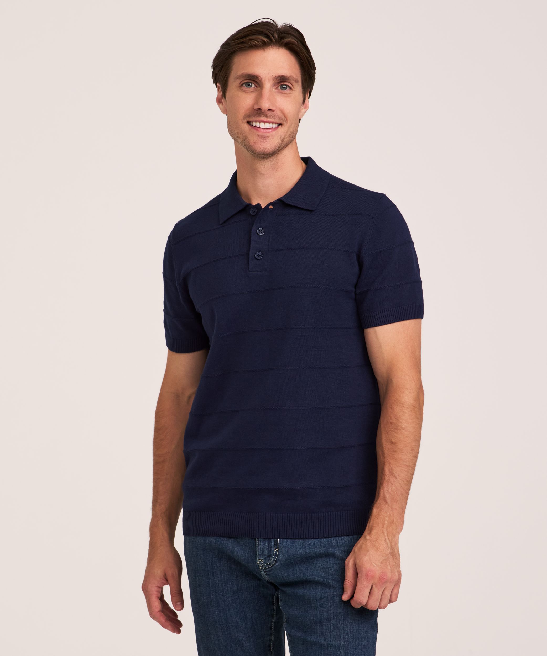 Denver Hayes Men's Striped Knit Polo