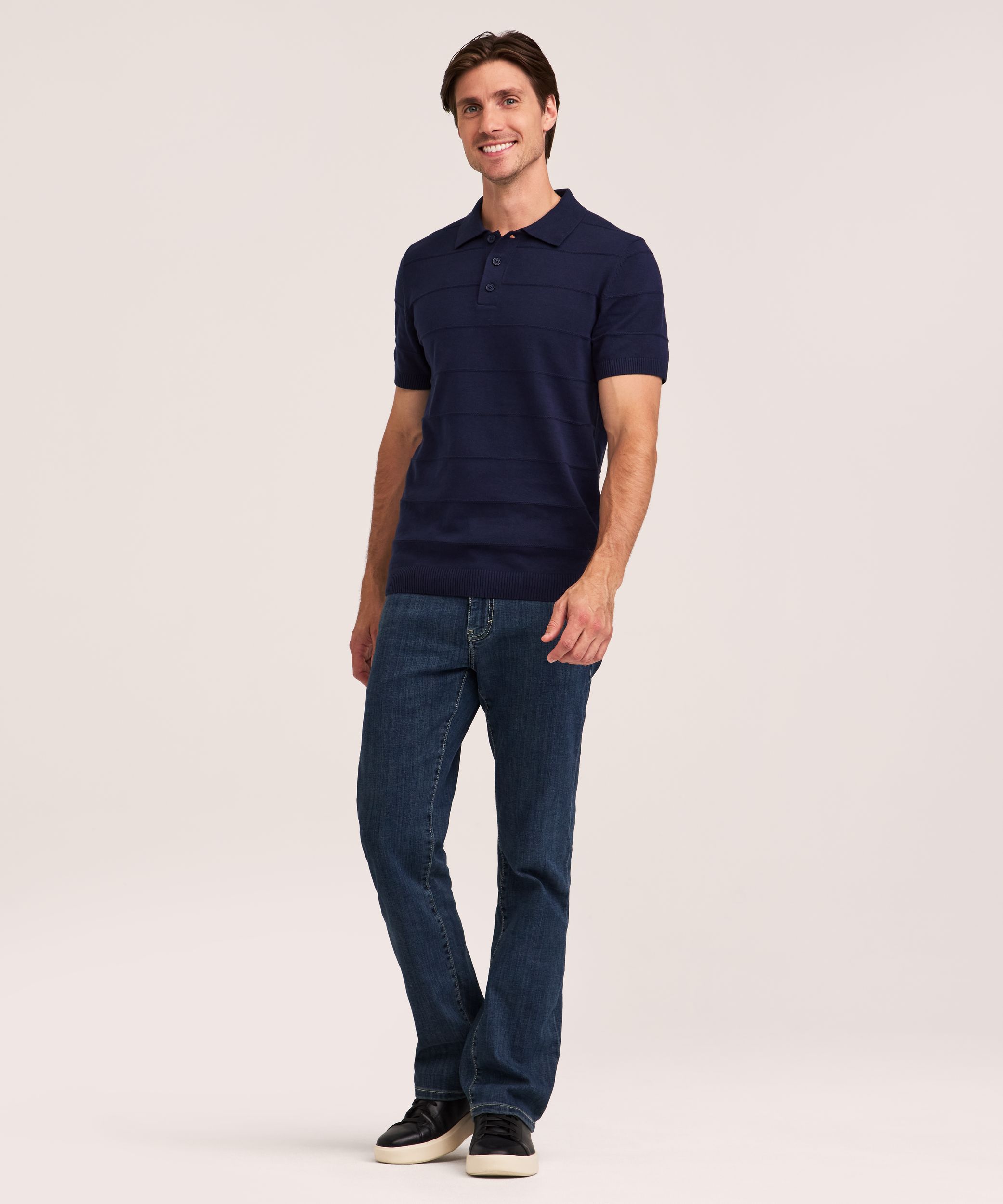 Denver Hayes Men's Striped Knit Polo