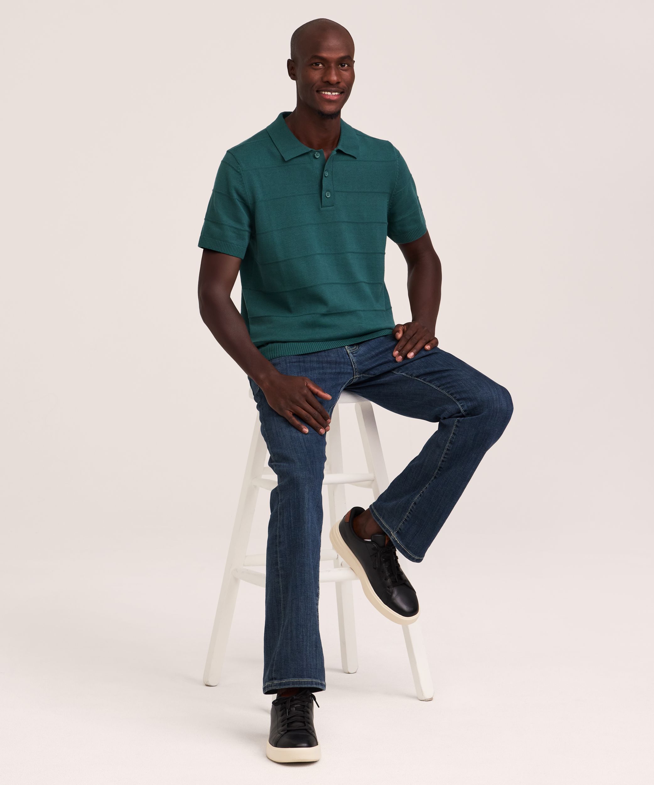 Denver Hayes Men's Striped Knit Polo