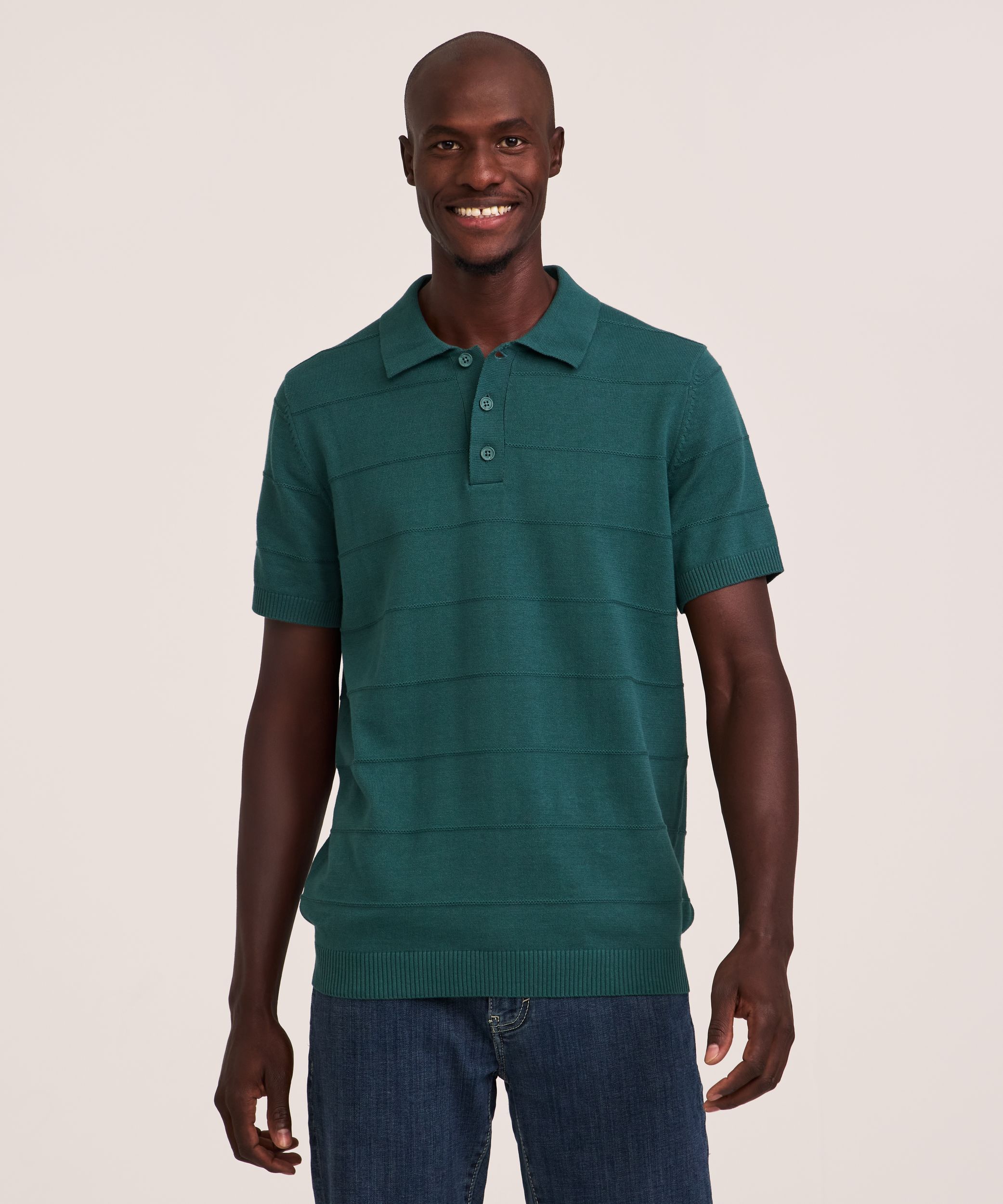 Denver Hayes Men's Striped Knit Polo